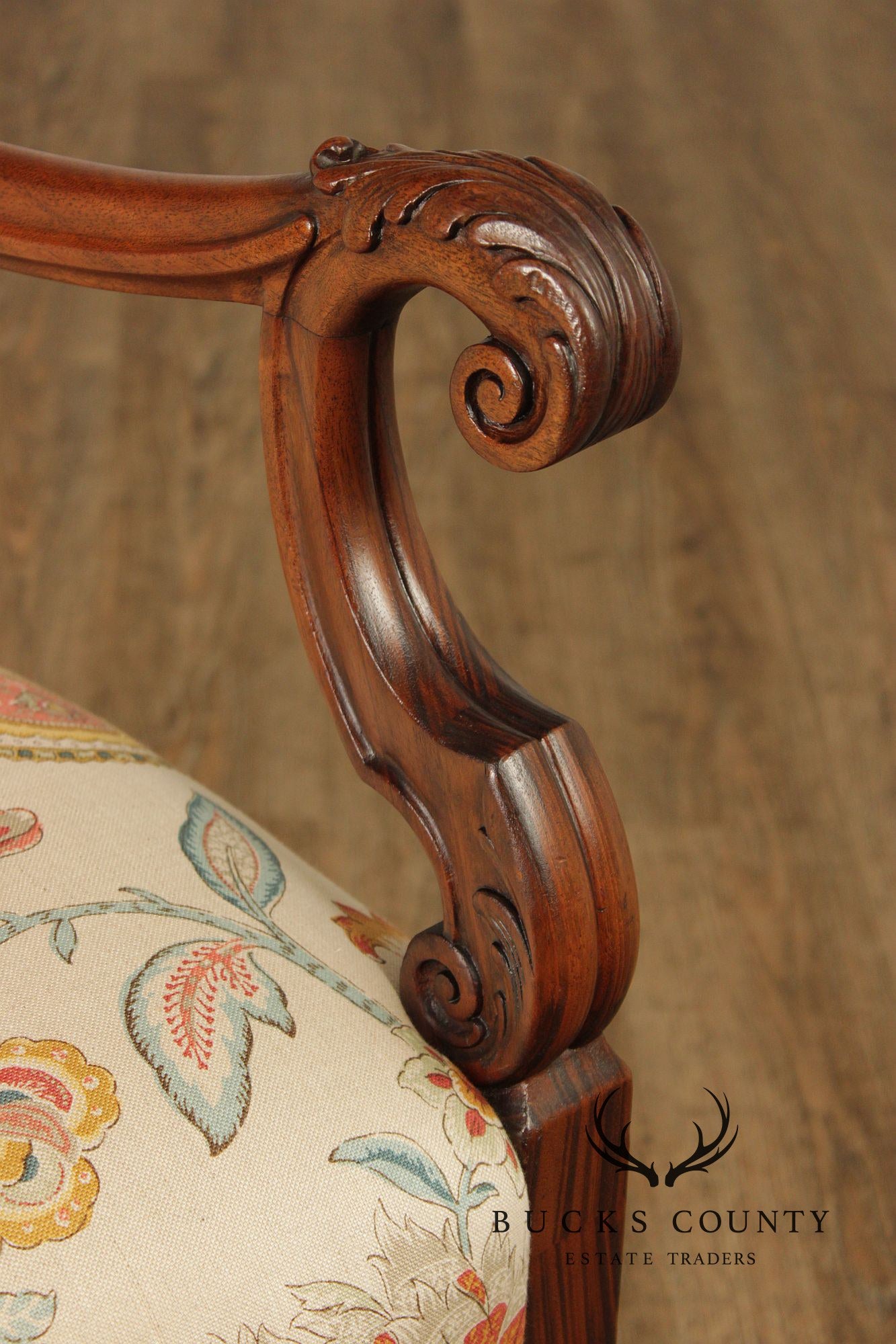 French Louis XIII Style Walnut Carved Armchair