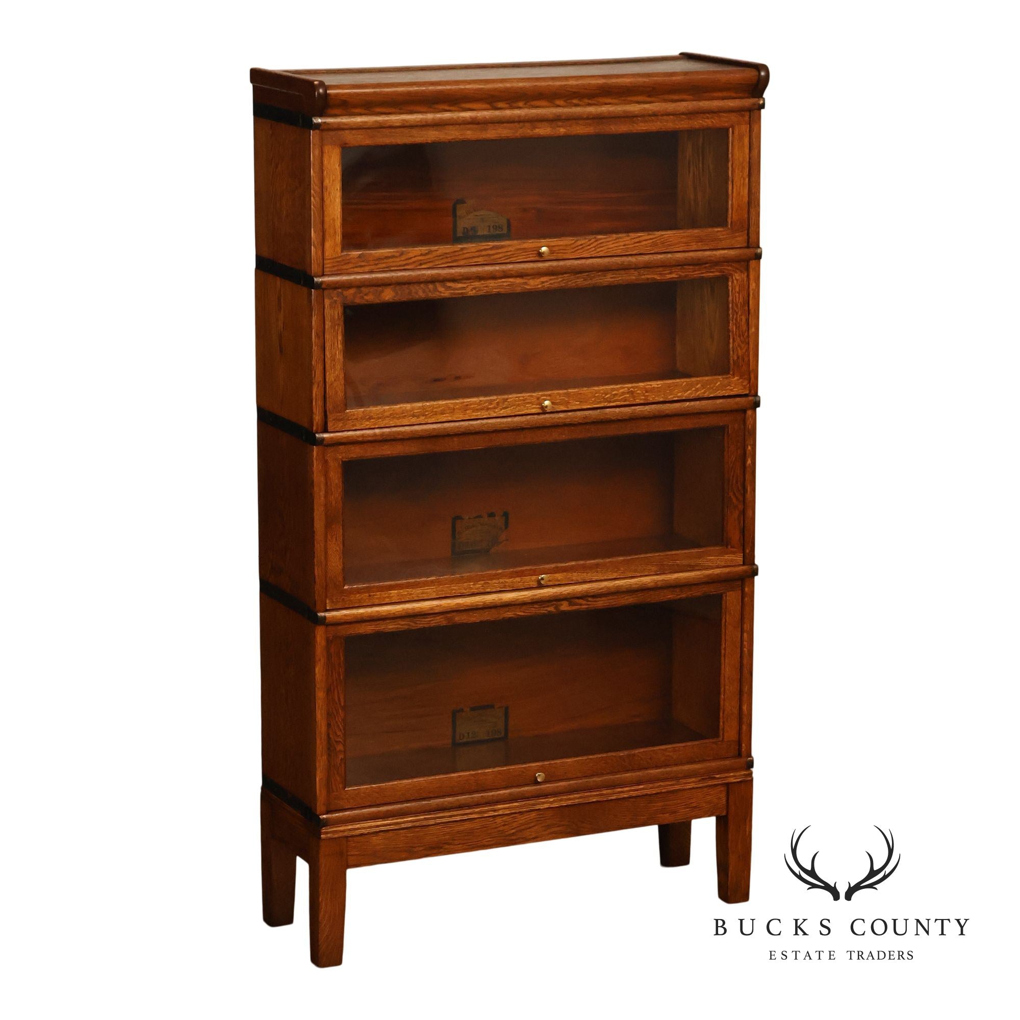 Antique Globe Wernicke Oak Four Stack Barrister Bookcase
