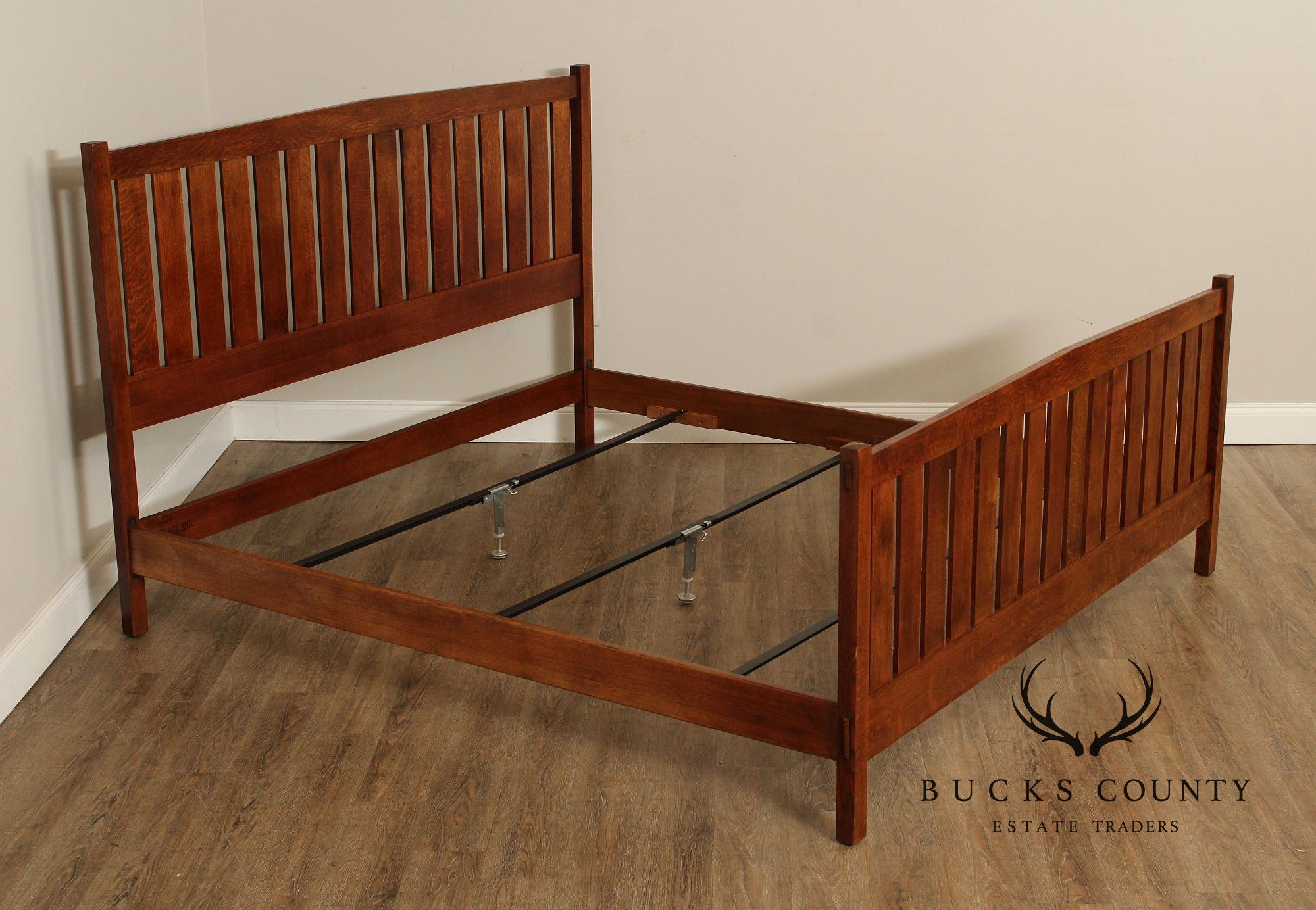 Stickley Mission Collection King Size Oak Slat Bed