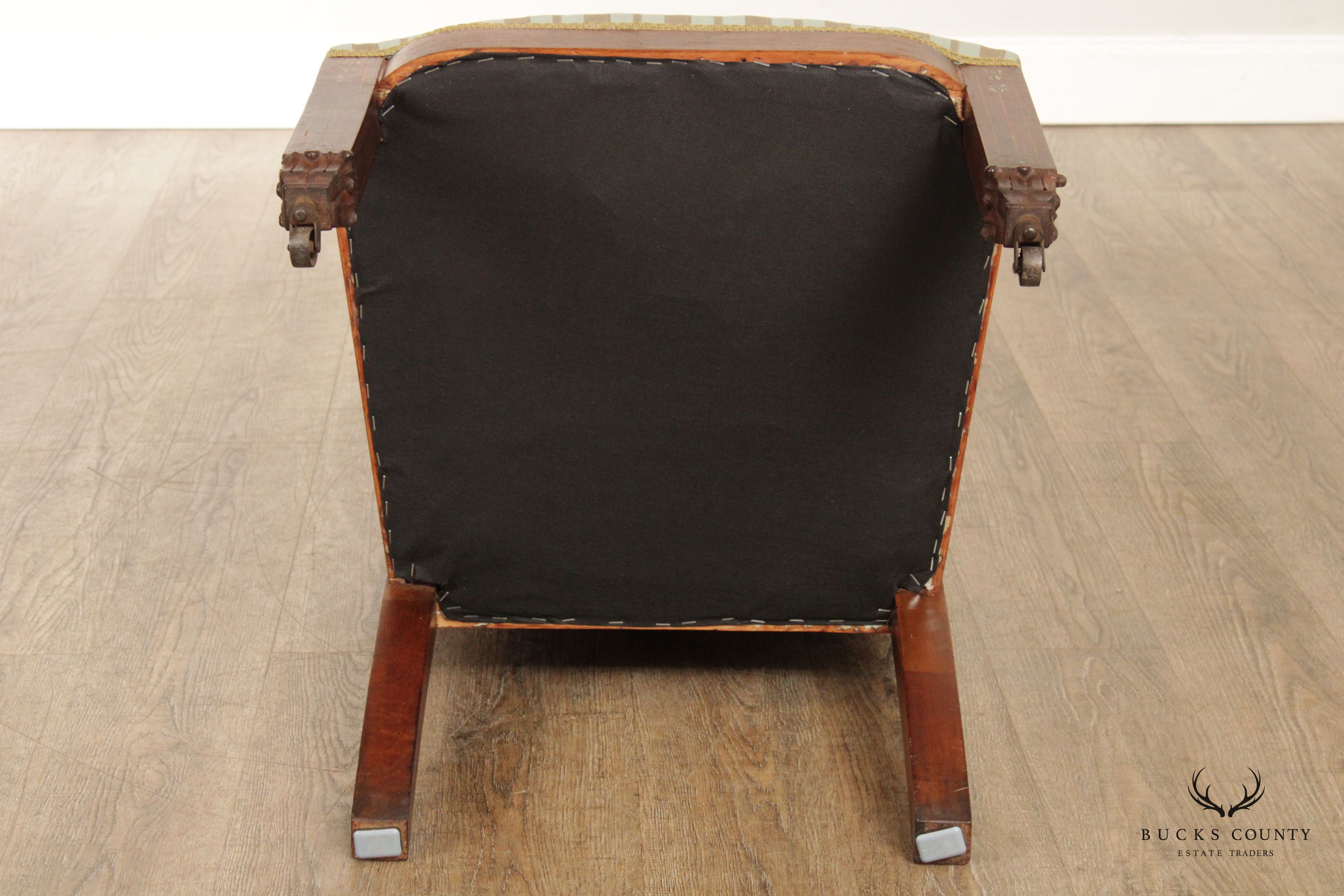 Antique Arts & Crafts Mother of Pearl Inlay Parlor Chair