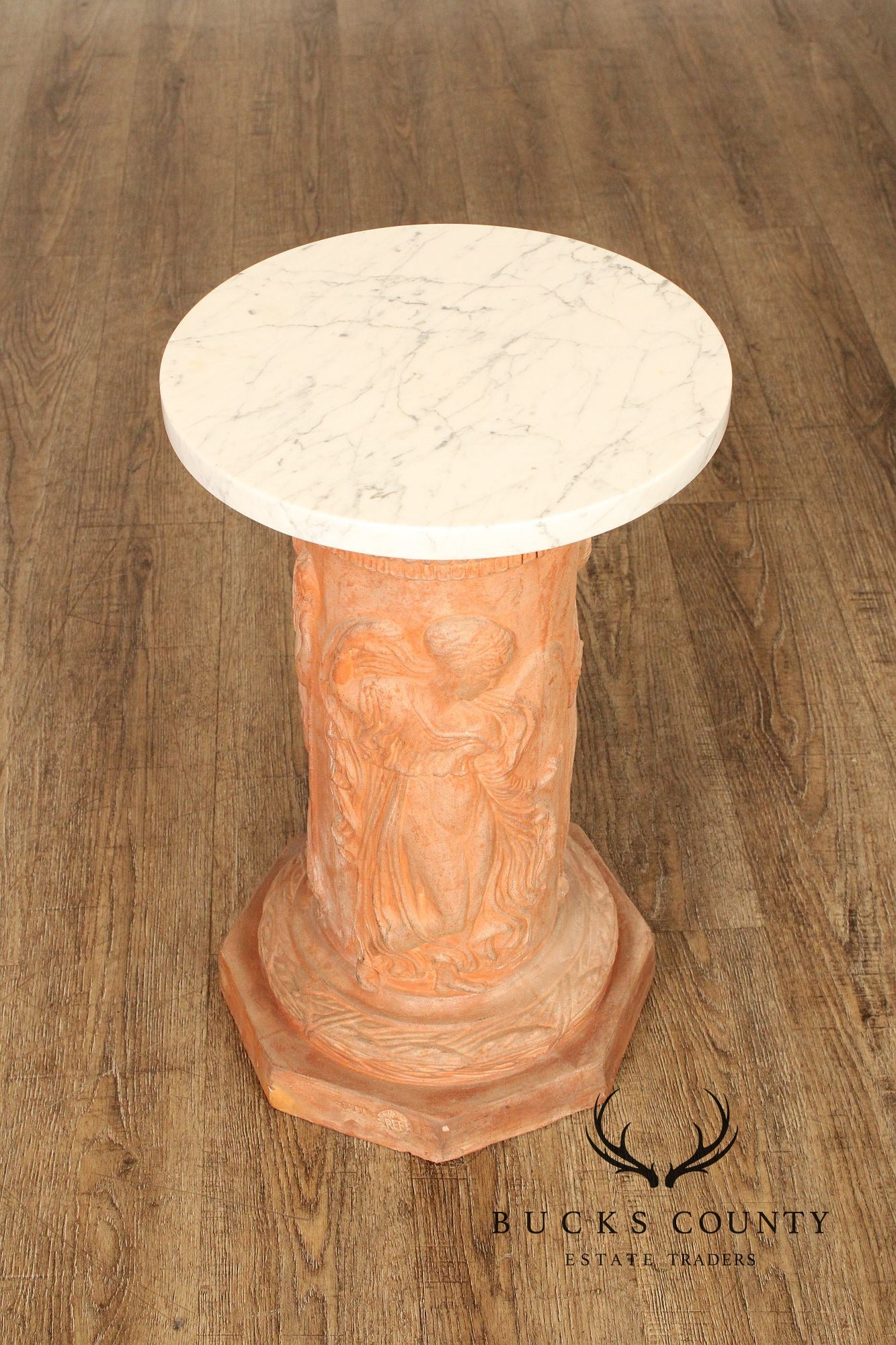 Italian Marble Top Terra Cotta Pedestal