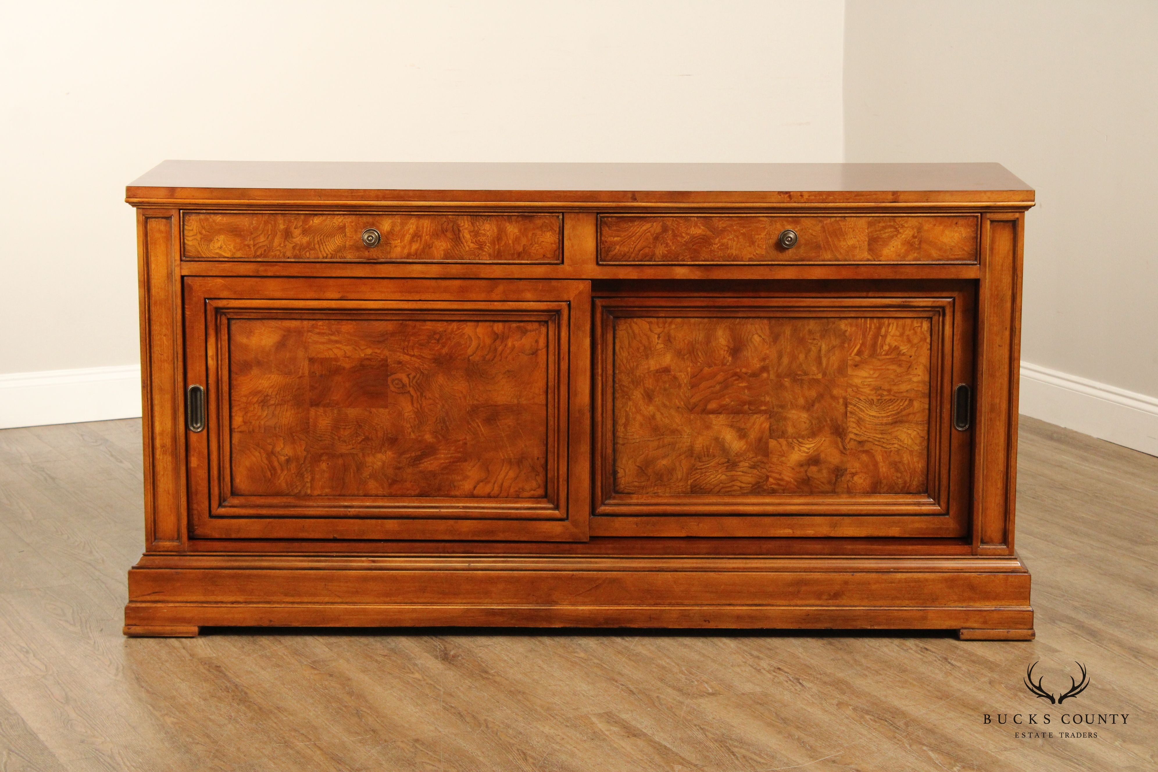 Ethan Allen Louis Philippe Style Burlwood Credenza Sideboard