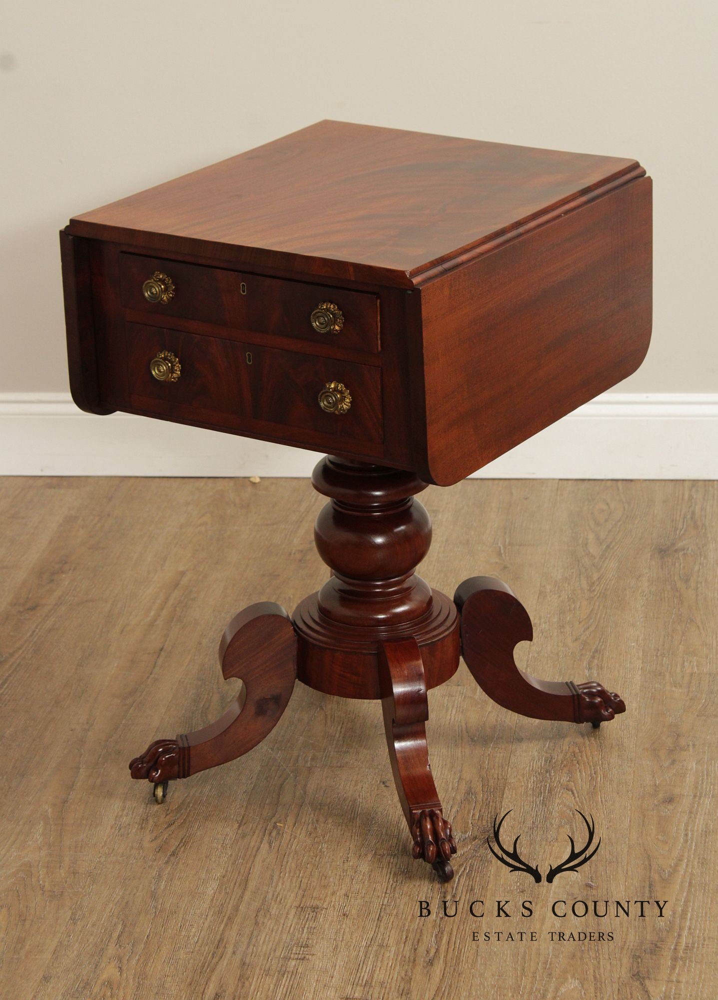 Antique American Empire Mahogany Dropleaf Side Table