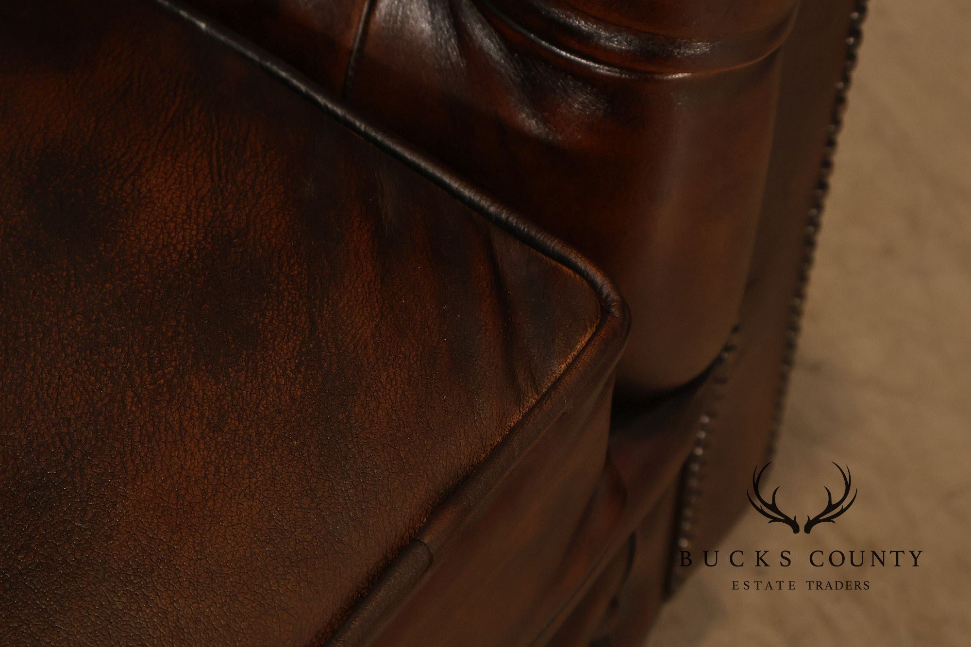 Chesterfield Style 6 Foot Brown Tufted Leather Sofa