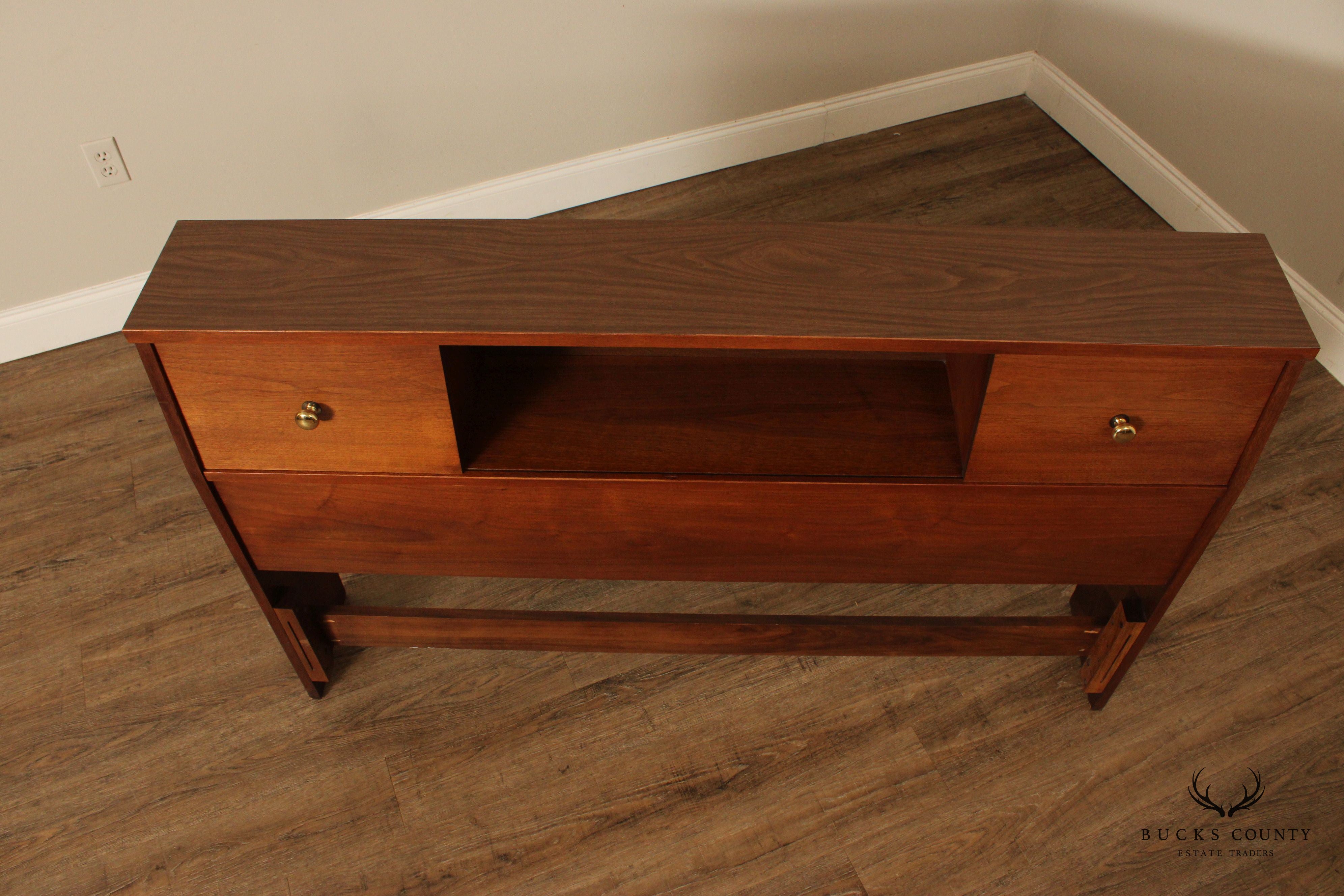 Mid Century Modern Walnut Storage Headboard