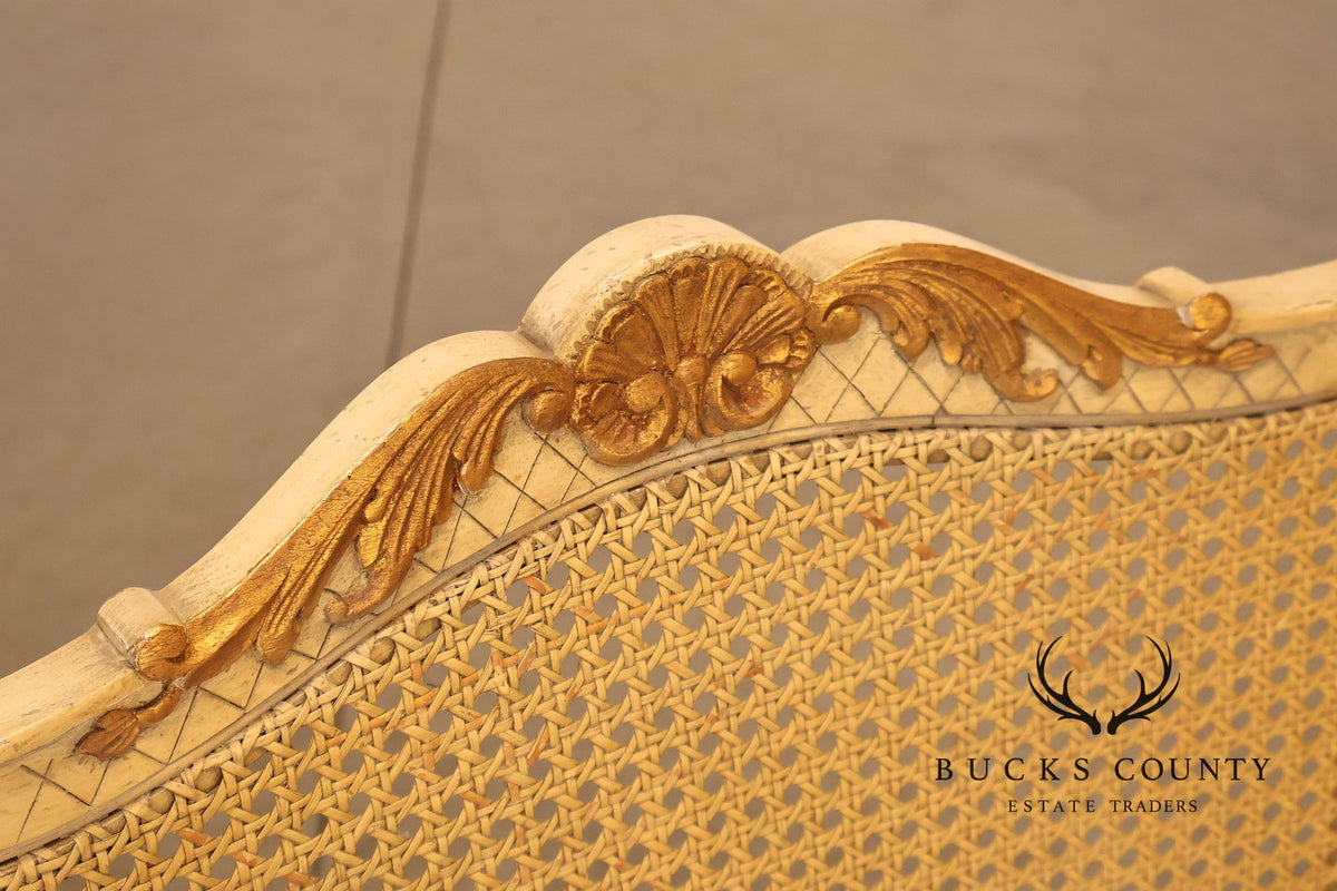 French Regency Pair of Caned Bergere Armchairs