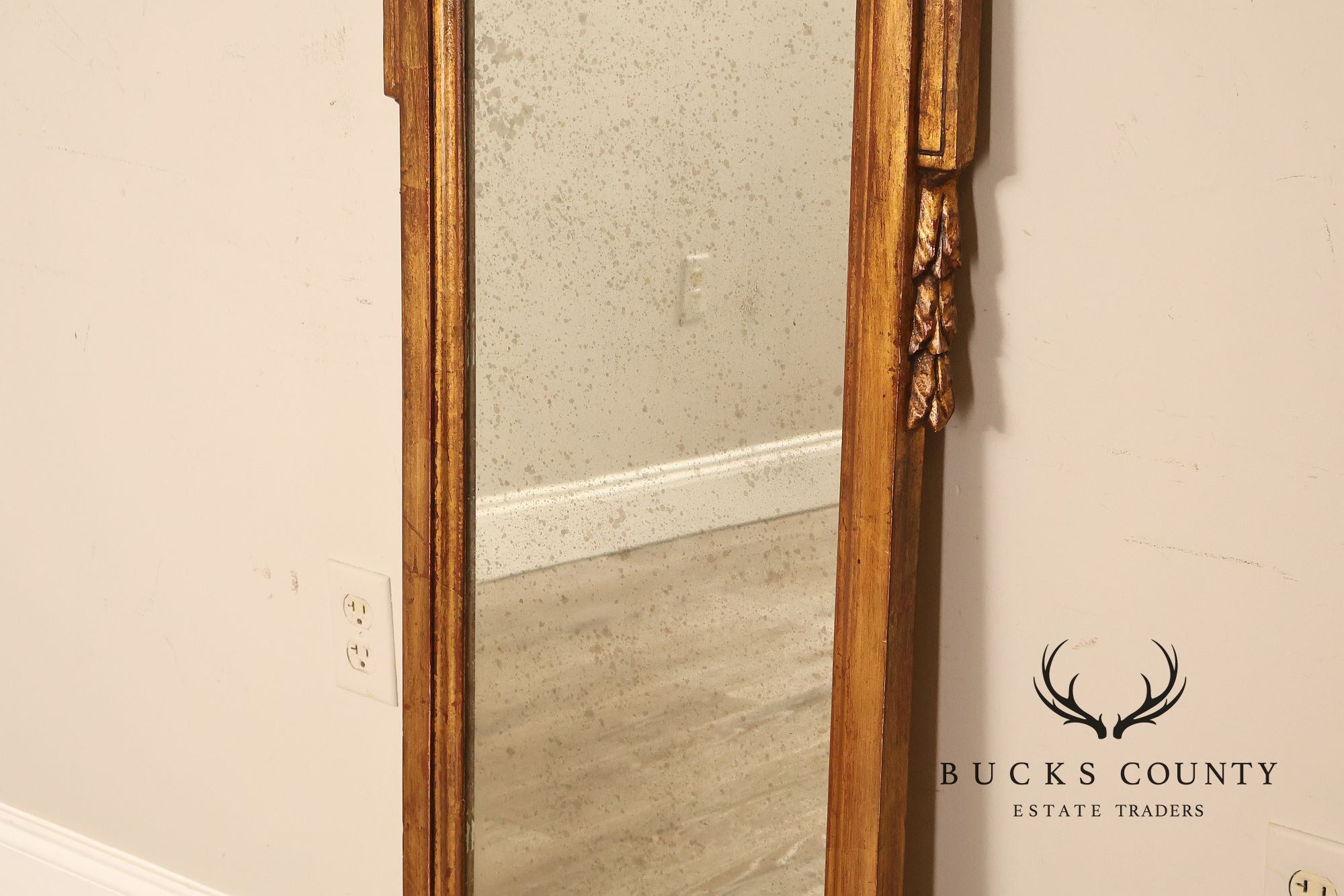 Italian Giltwood Narrow Vintage Wall Mirror Mirror