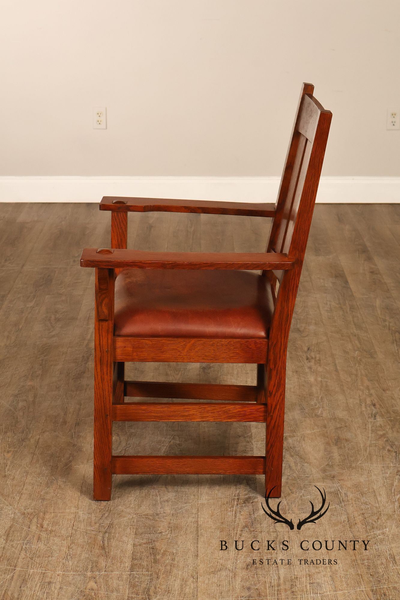 Stickley Mission Collection Set of Six Oak and Leather Dining Chairs