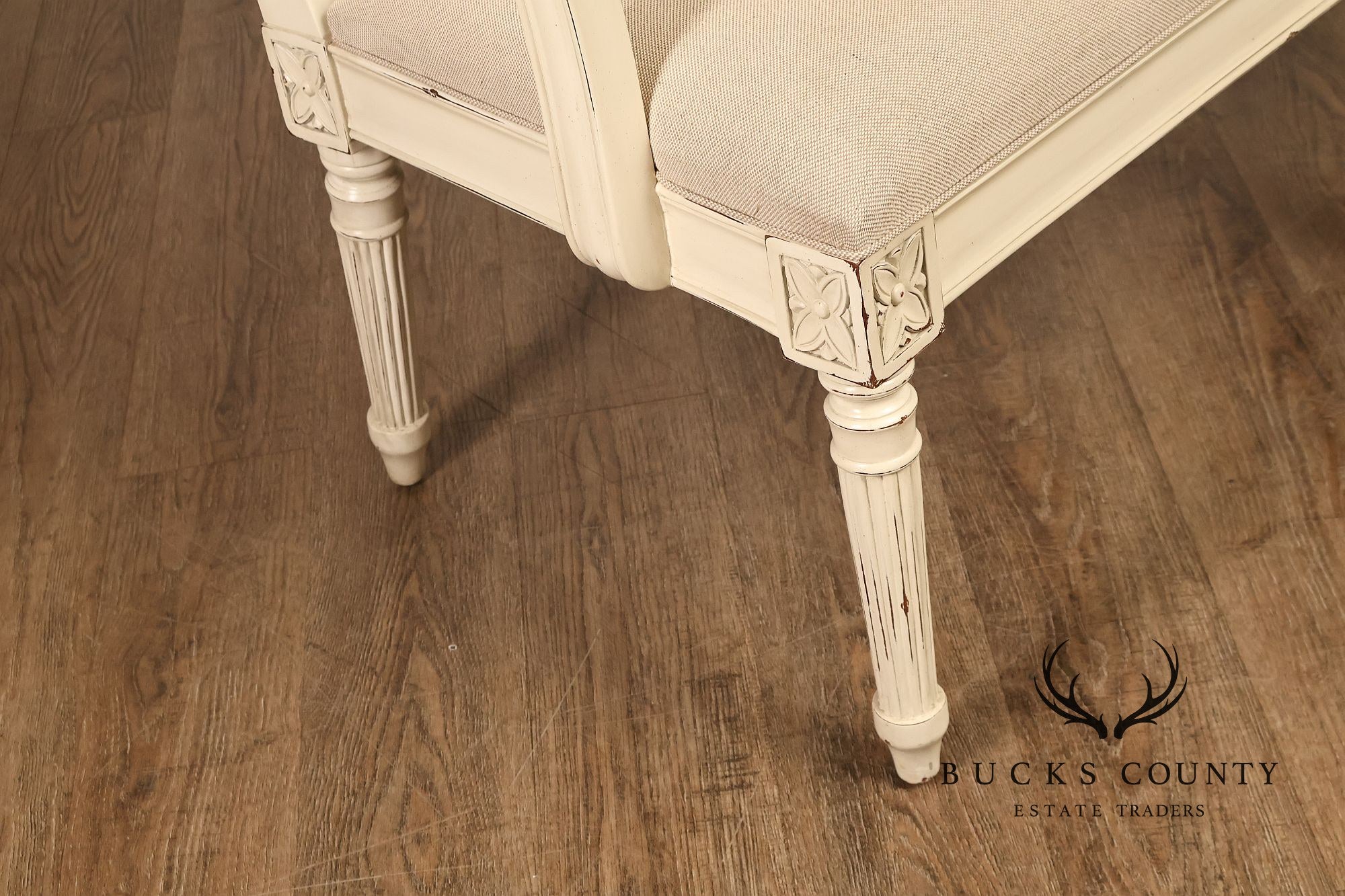 Alden Parkes Country French Louis XVI Style Caned Back Painted Settee