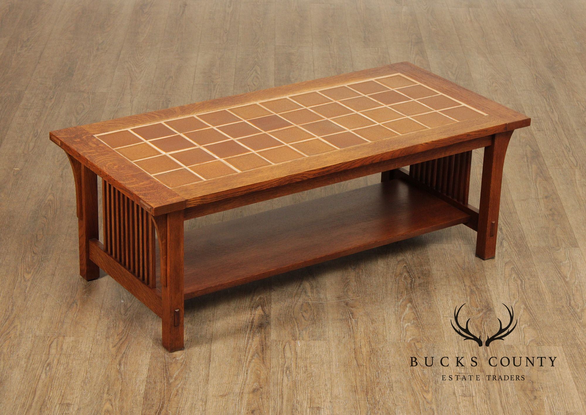 Stickley Mission Collection Oak Tile Top Cocktail Table