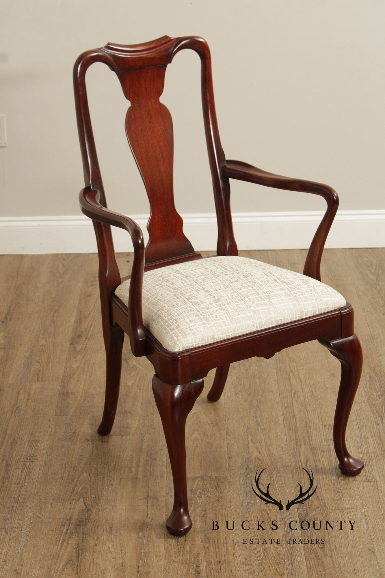 Solid Mahogany Set Of Six Queen Anne Style Dining Chairs