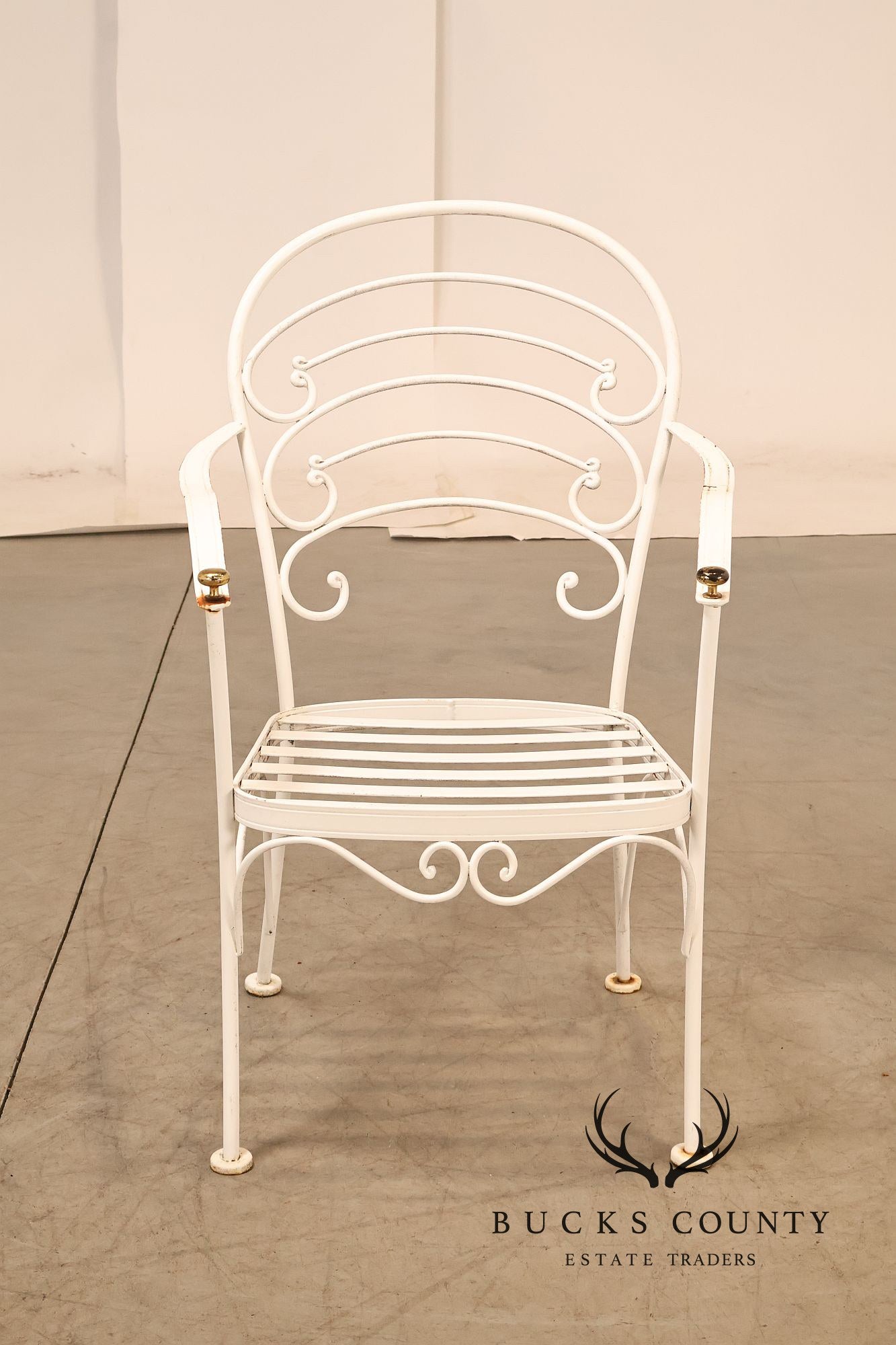 Woodard Pair of Wrought Iron Outdoor 'Ribcage' Armchairs