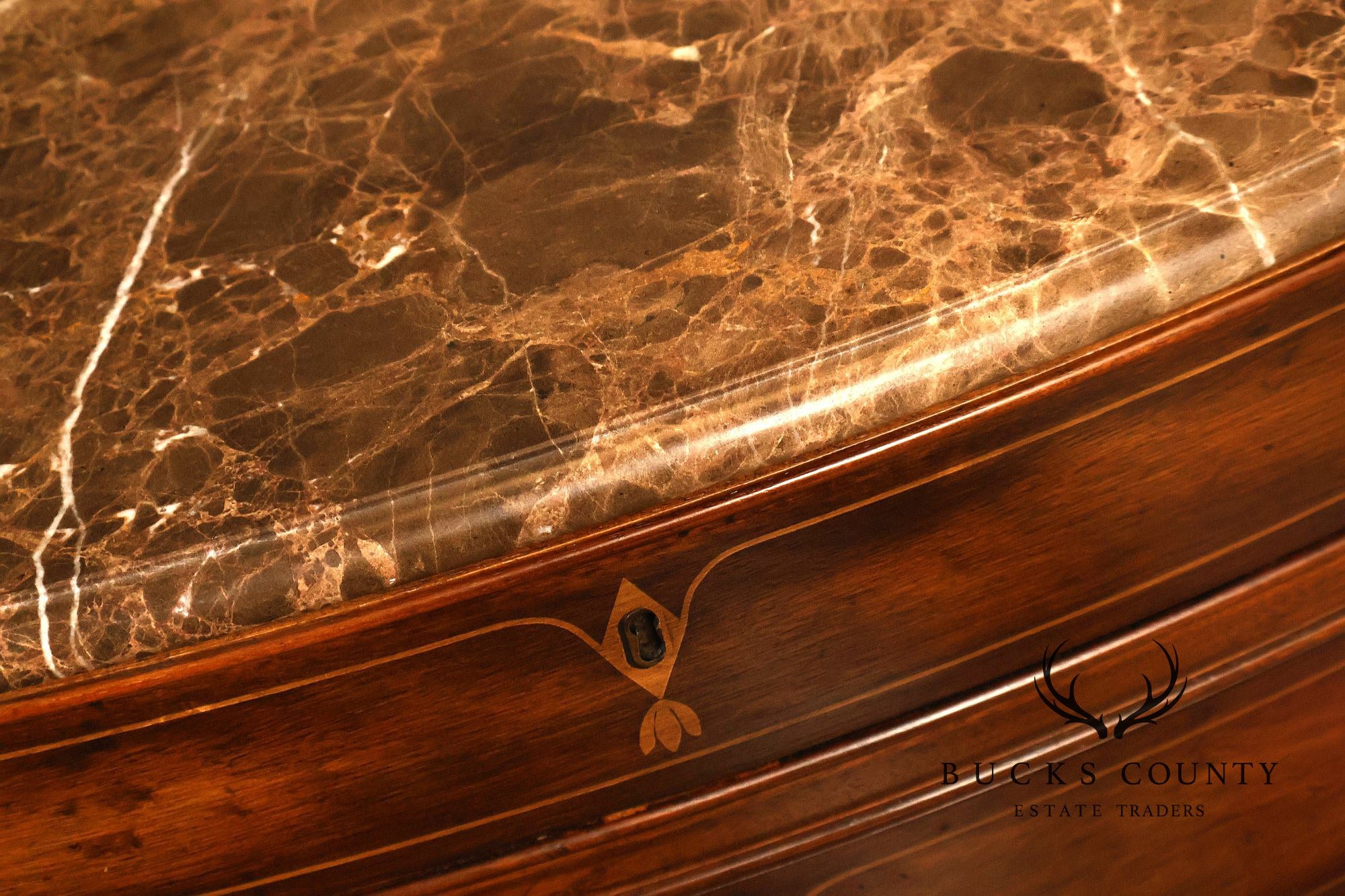 Drexel Heritage Covington Park Pair Of Mahogany Marble Top Bachelor Chests