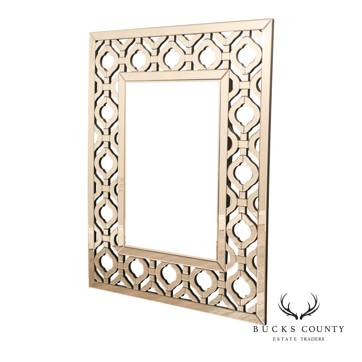 Bassett Hollywood Regency Wall Mirror With Geometric Fretwork