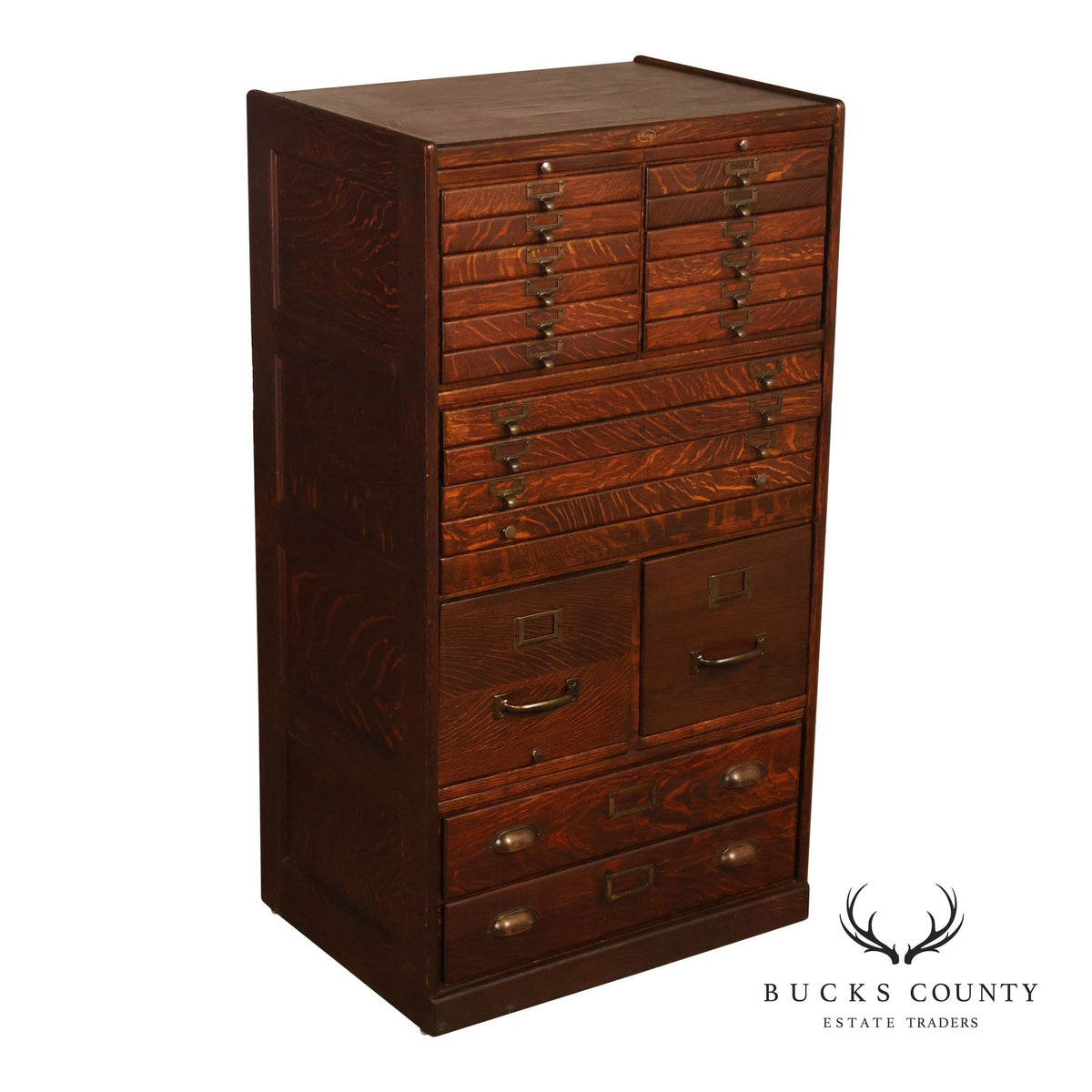 Antique Early 1900s Macey Oak Multi-Drawer Stacking Filing Cabinet