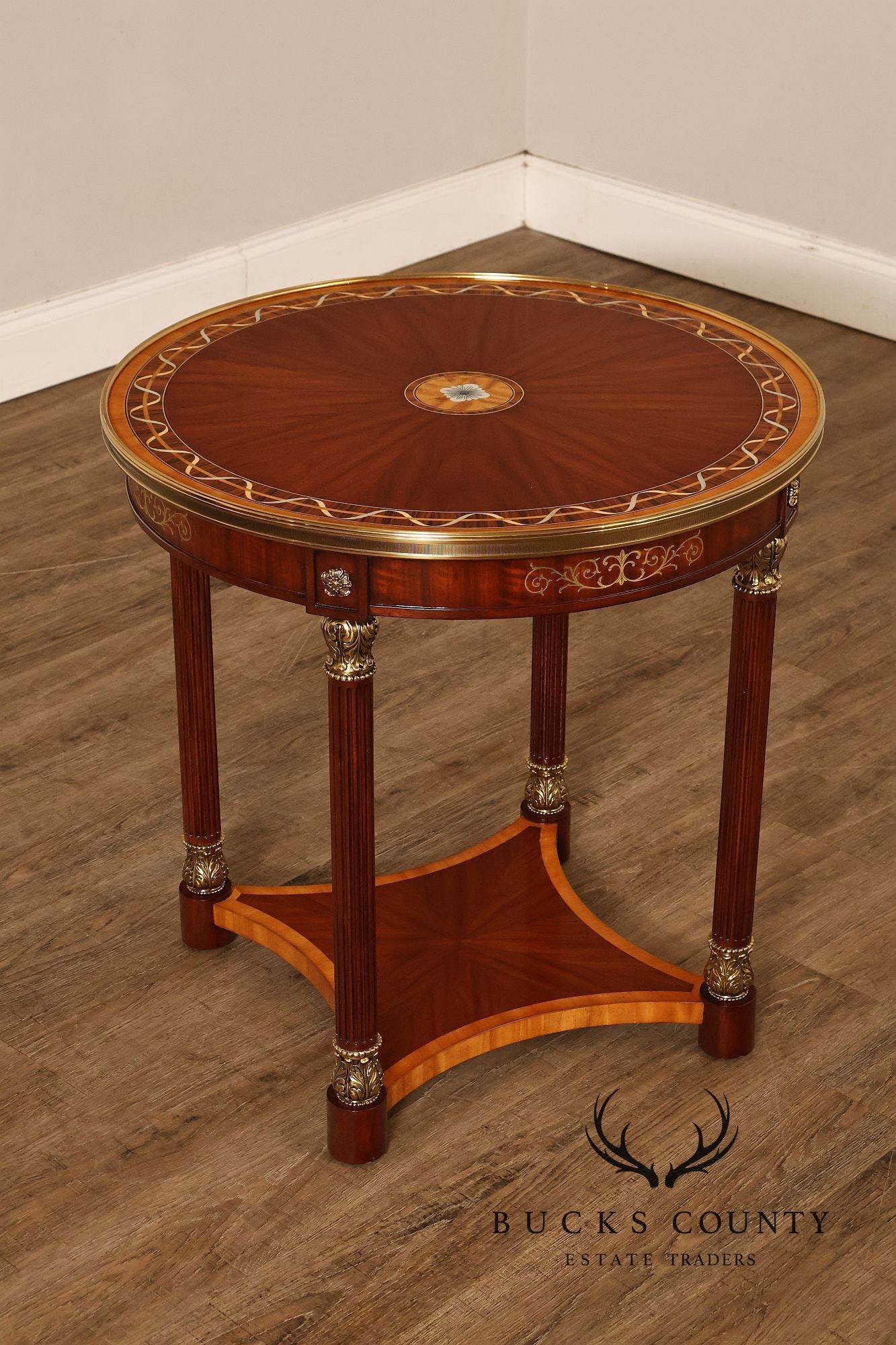 Theodore Alexander Pair of 'Paulette' Mahogany Side Tables