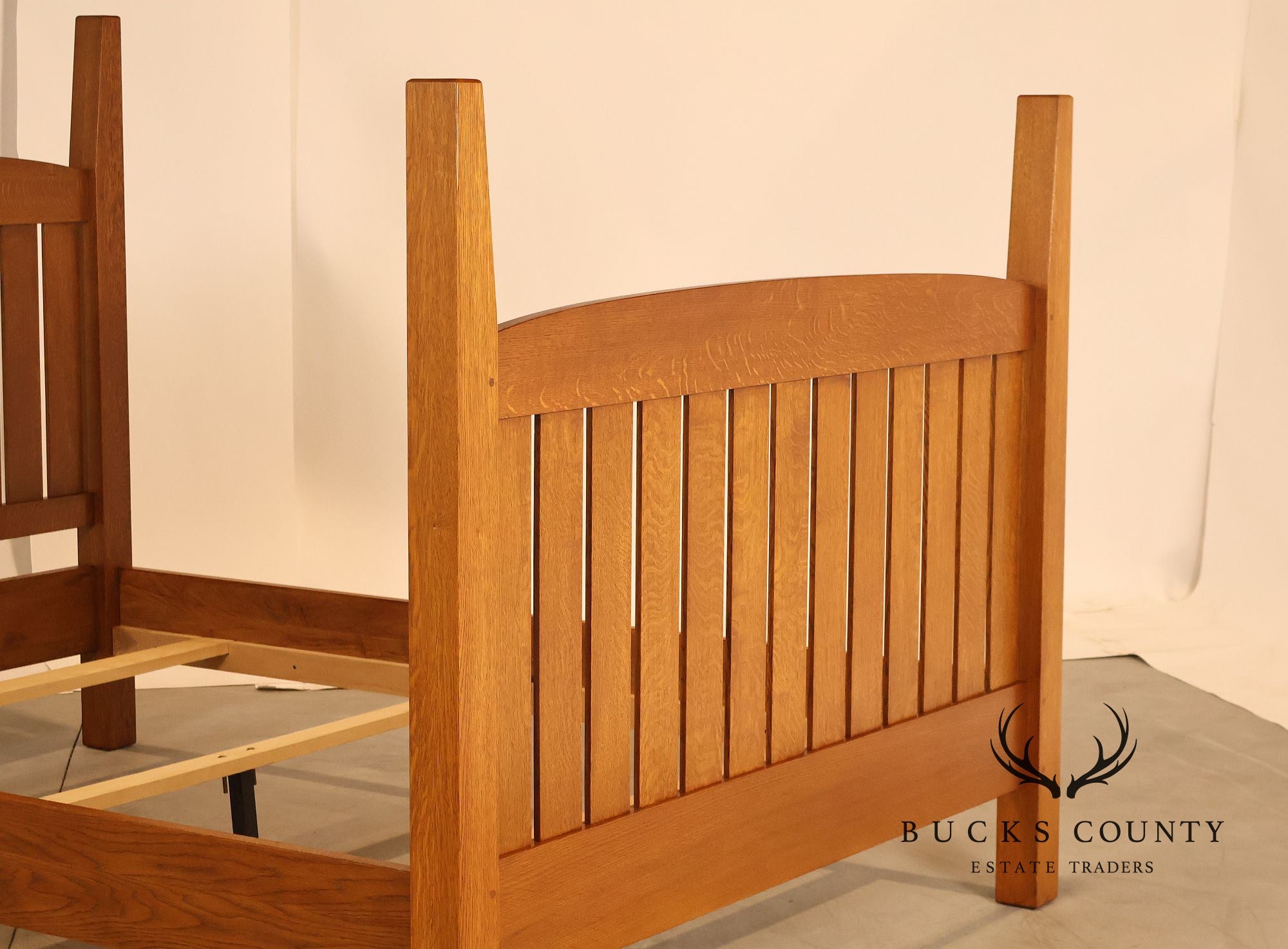 Custom Crafted Mission Style Oak Queen Bed Frame