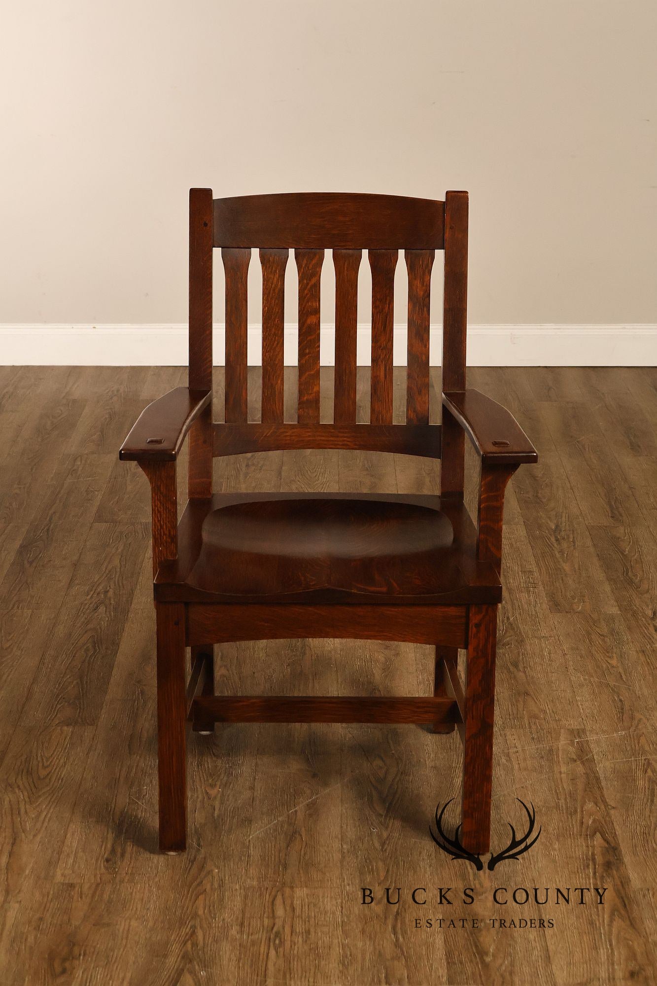 Stickley Mission Collection Pair Of Oak Cottage Armchairs