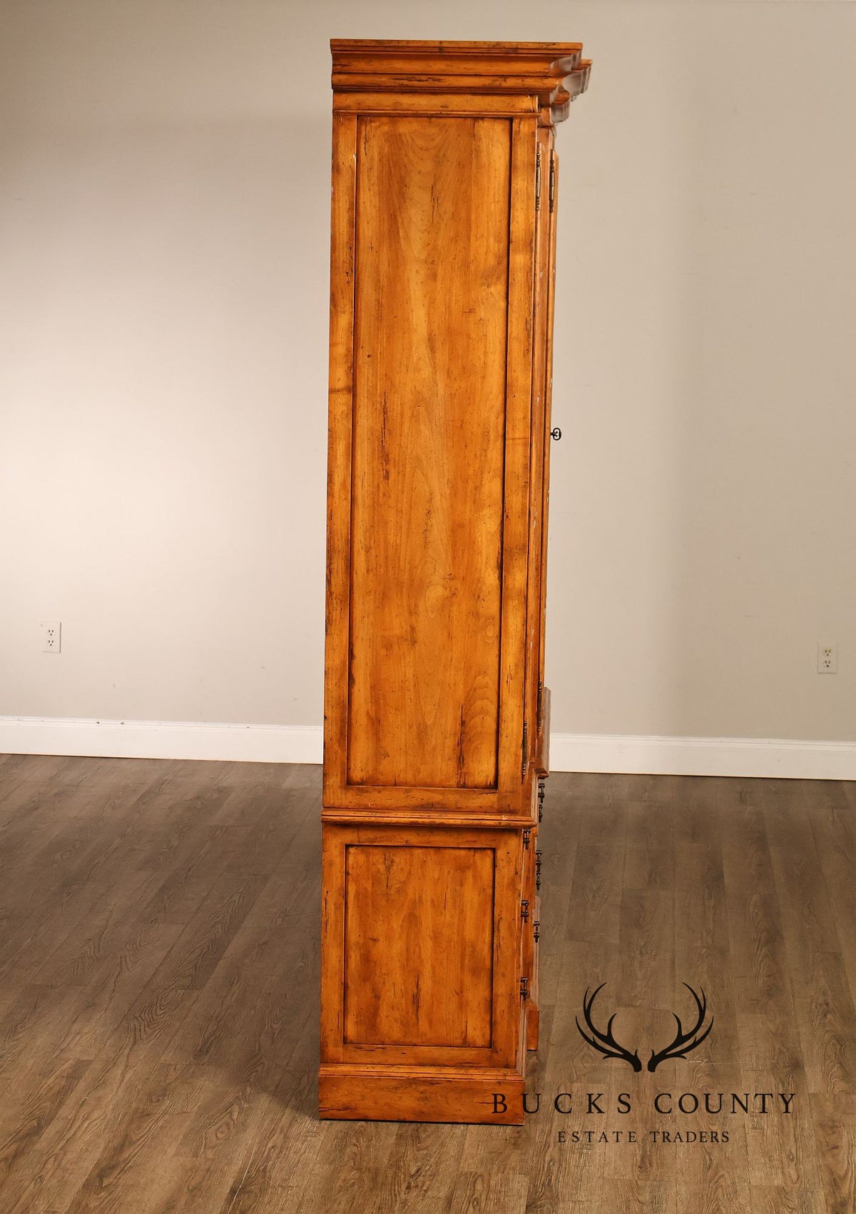Guy Chaddock Large Rustic Pine Library Bookcase Breakfront With Glazed Doors And Drawers