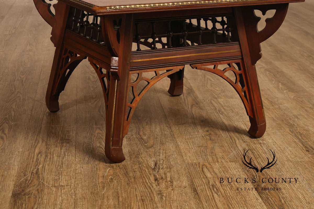Gothic Revival Style Carved Walnut Coffee Table