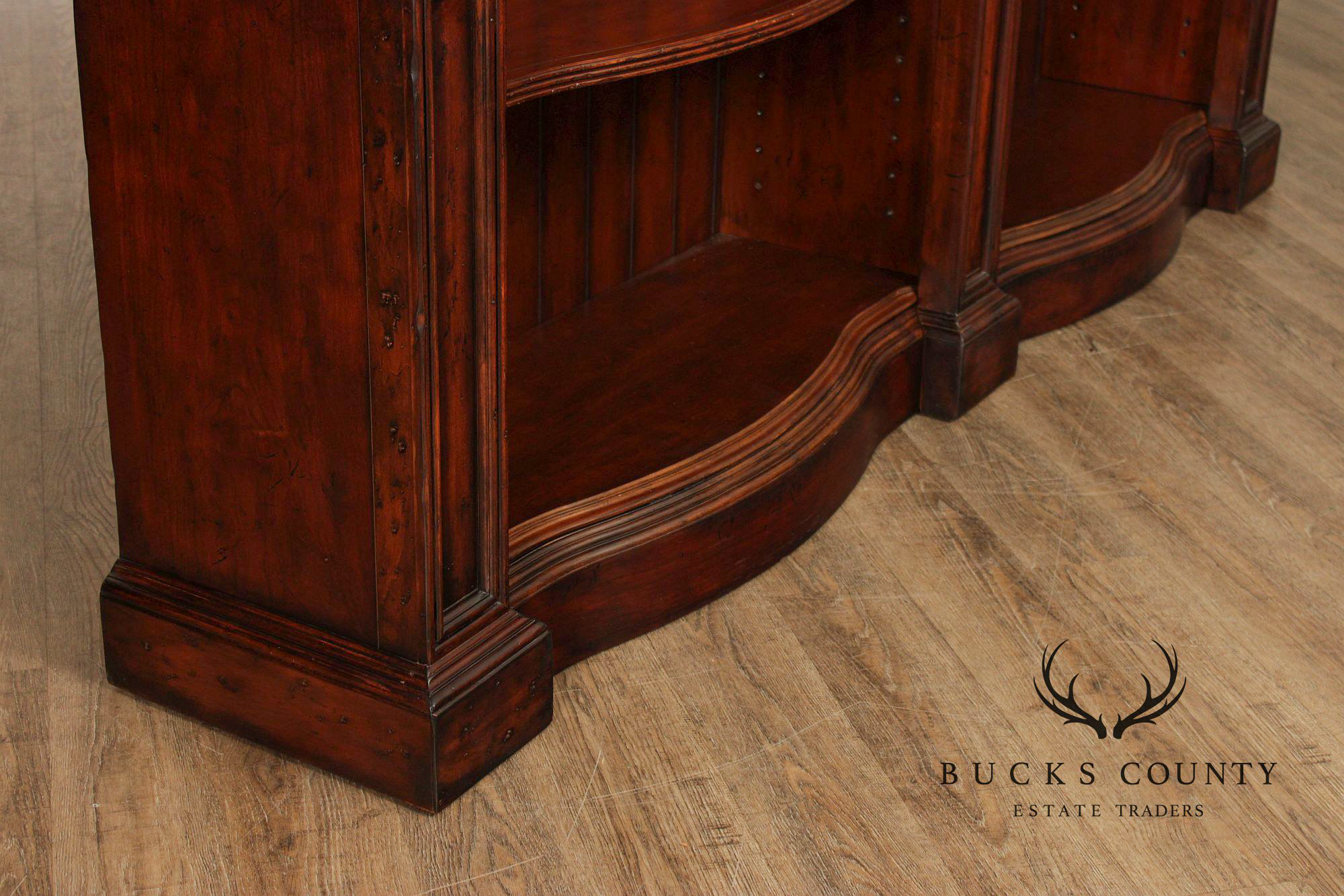 Large Traditional Lighted Double Bookcase