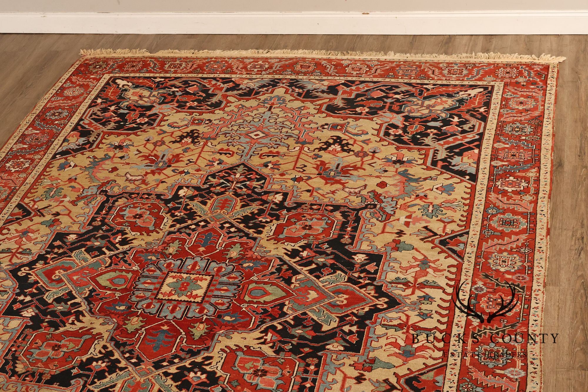 Antique Persian Heriz Hand-Knotted Area Rug – 9'1" x 12'10"