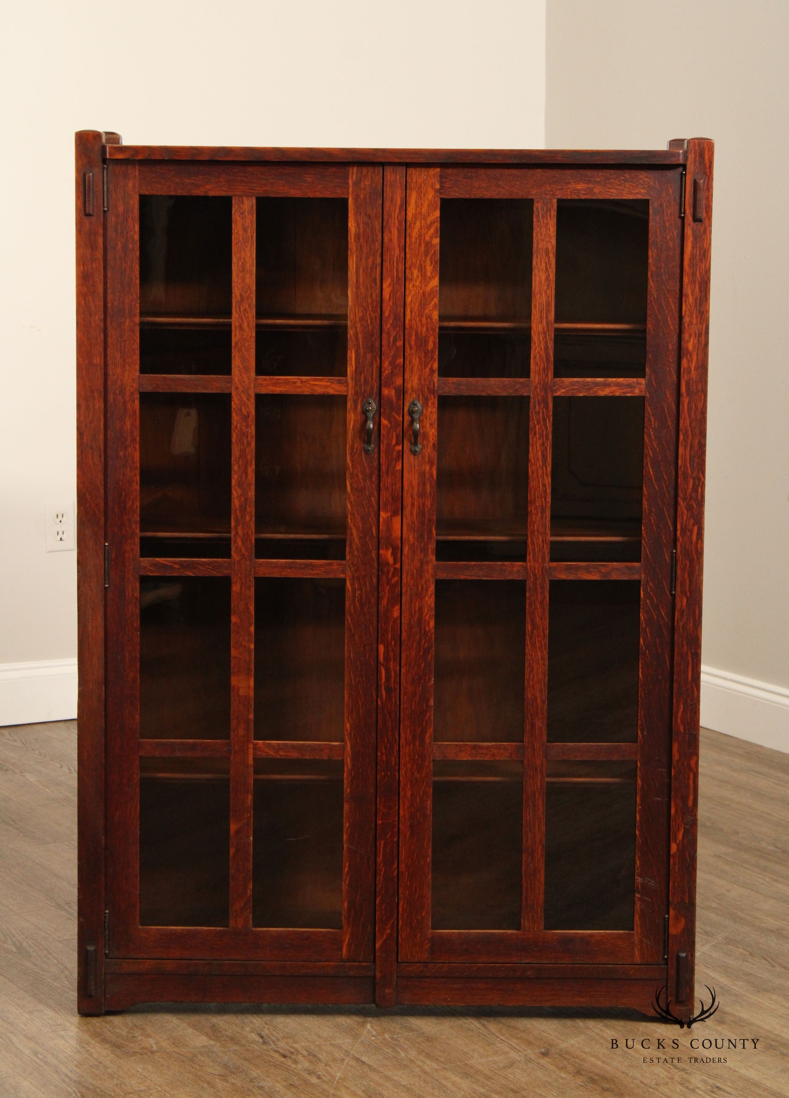 Stickley Brothers Antique Arts & Crafts Two-Door Oak Bookcase