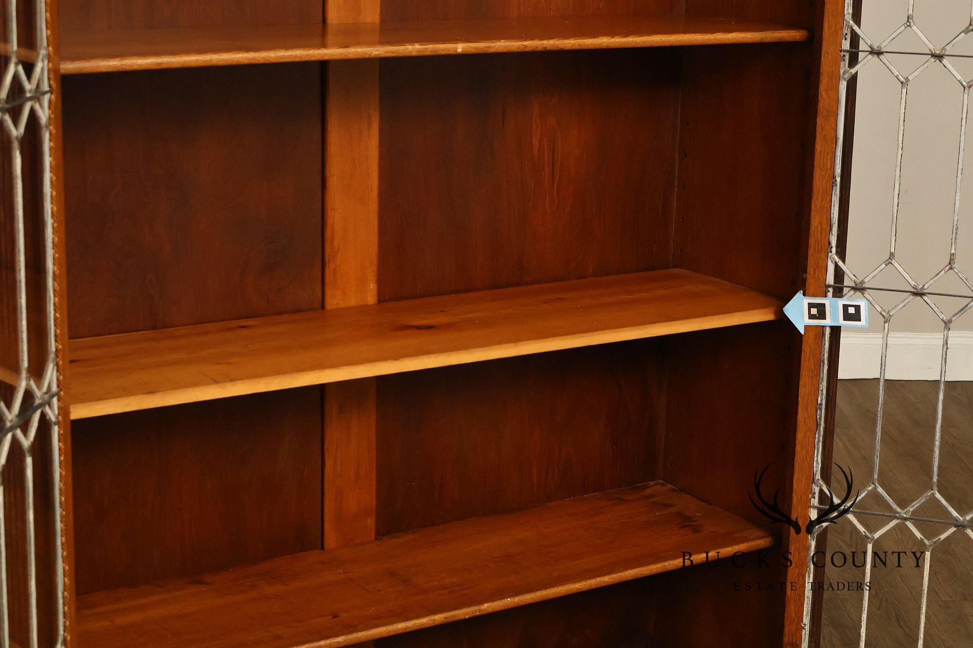Arts and Crafts Antique Oak and Leaded Glass Bookcase