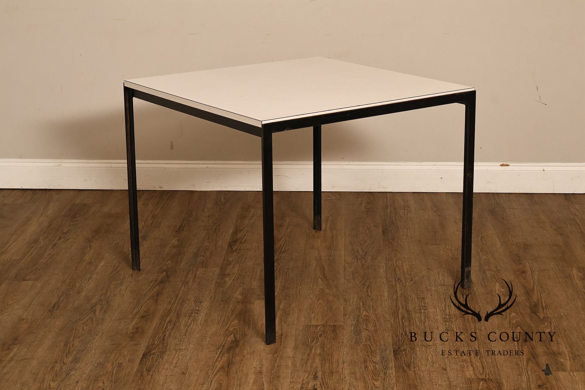 Vintage Knoll Associates Mid Century Modern White Laminate And Black Metal Dining Table