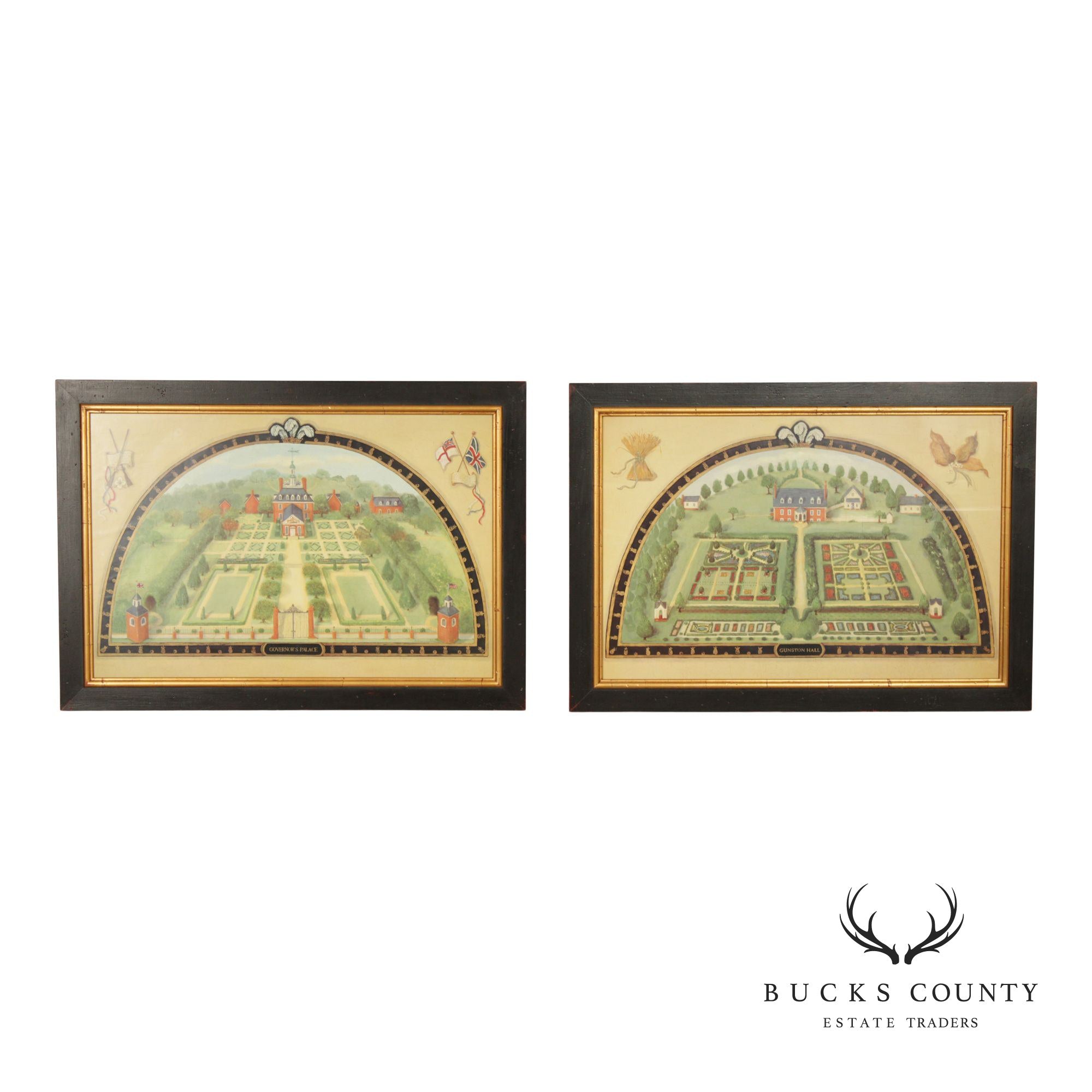 Alexandria Churchill Pair of Custom Framed Prints, 'Governor's Palace' and 'Gunston Hall'