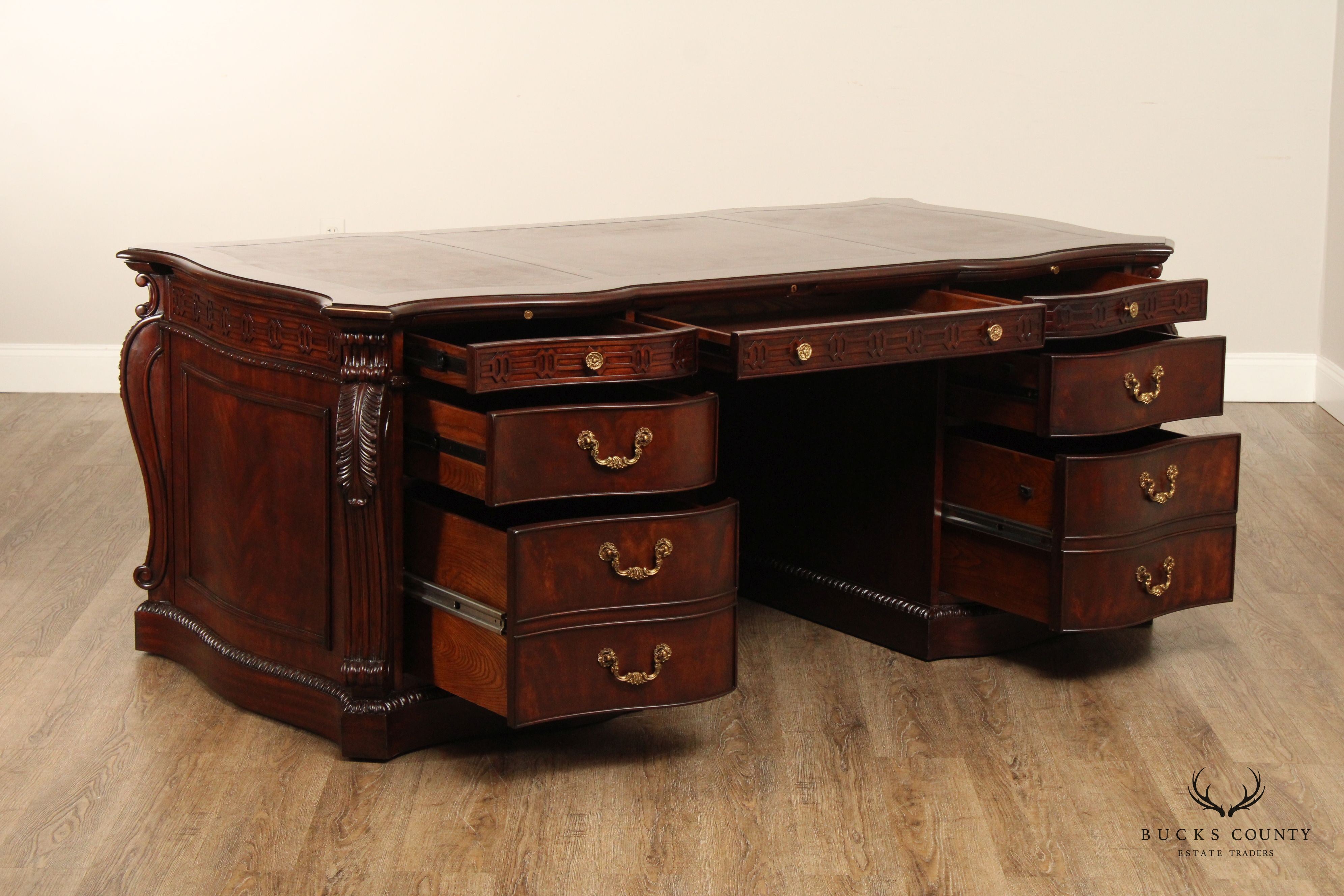 Georgian Style Leather Top Mahogany Executive Writing Desk