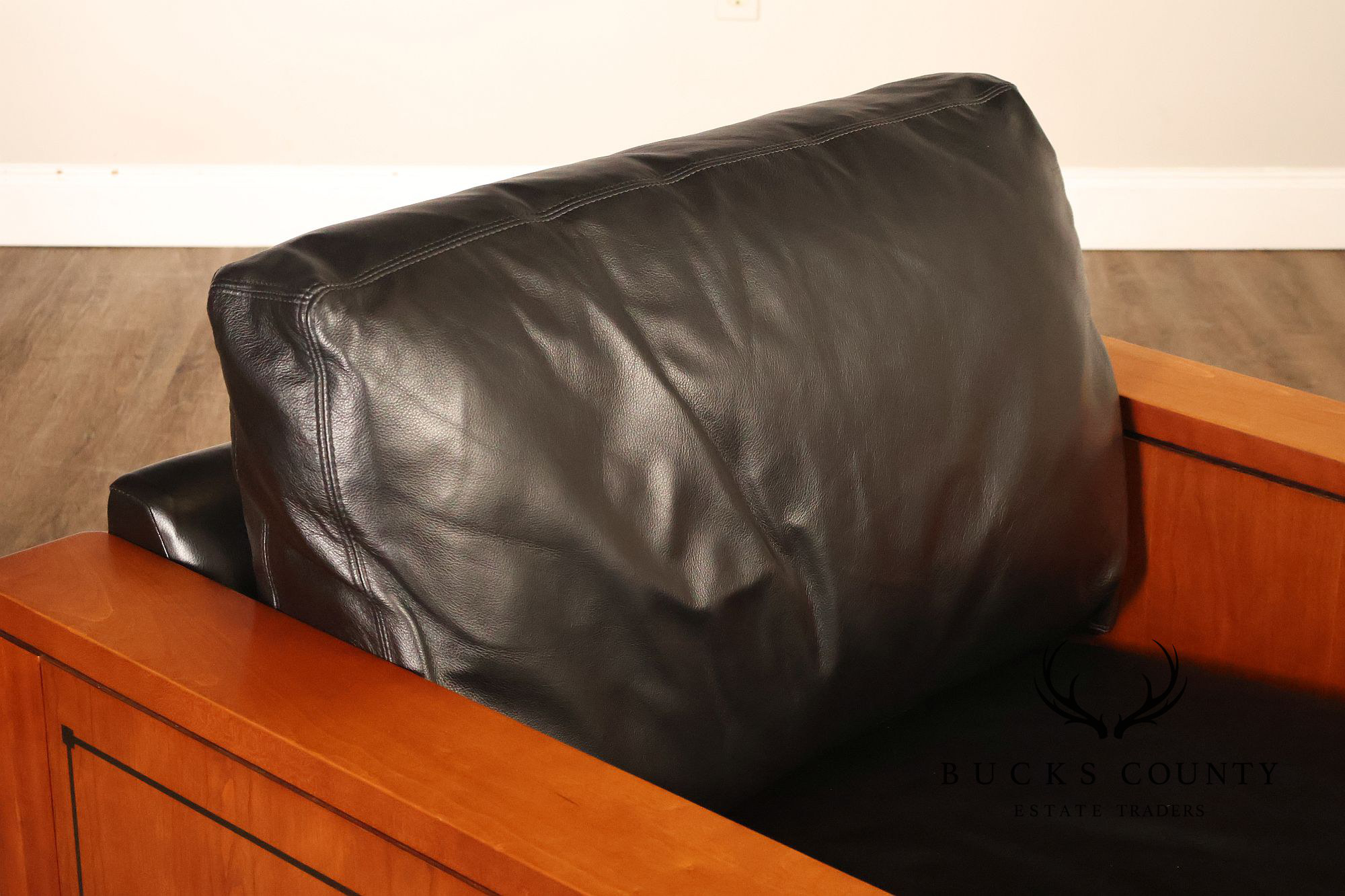 Stickley 21st Century Collection Pair of Black Leather Lounge Chairs