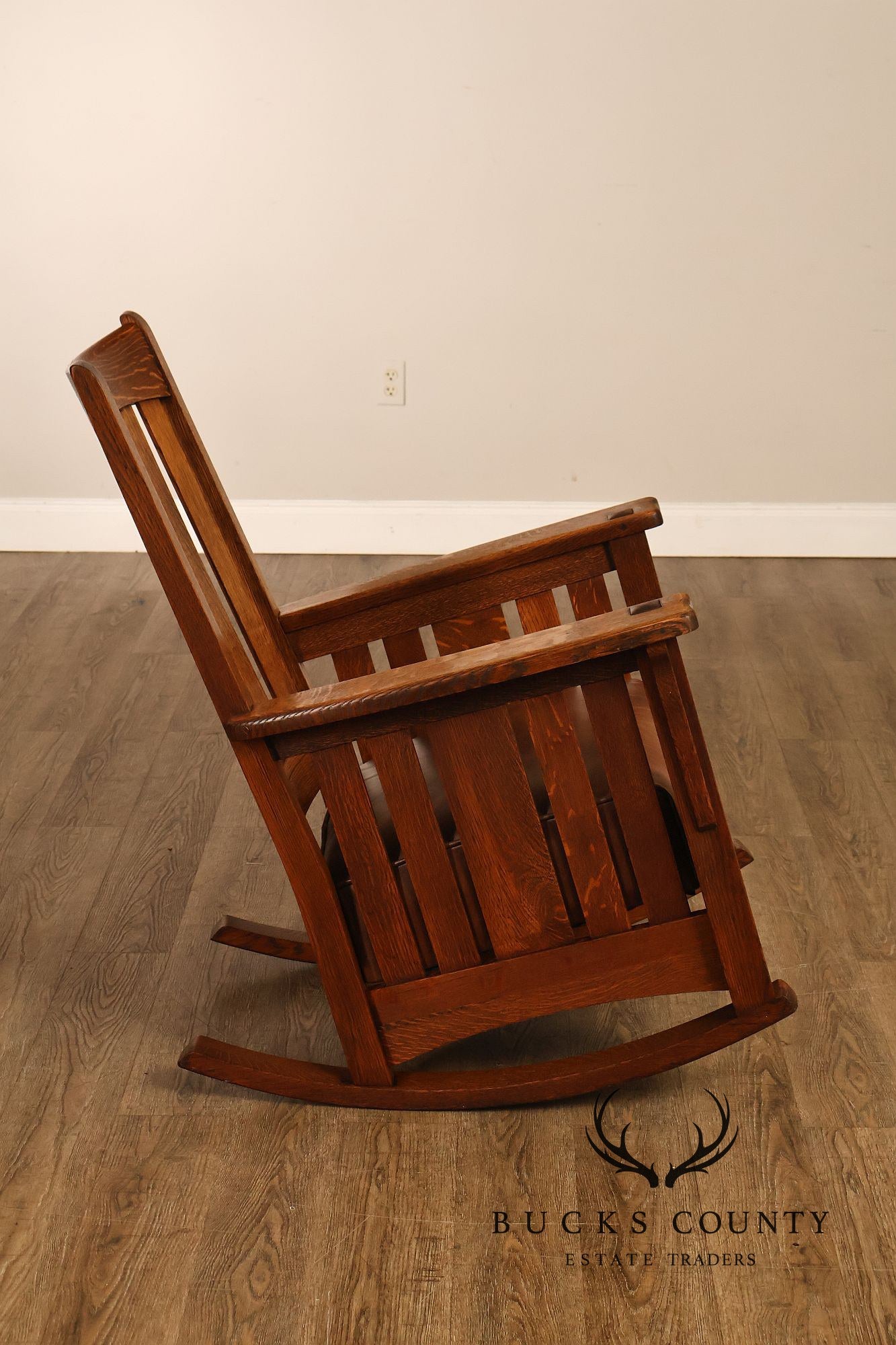 Antique Limbert Arts And Crafts Mission Oak High Back Rocking Chair