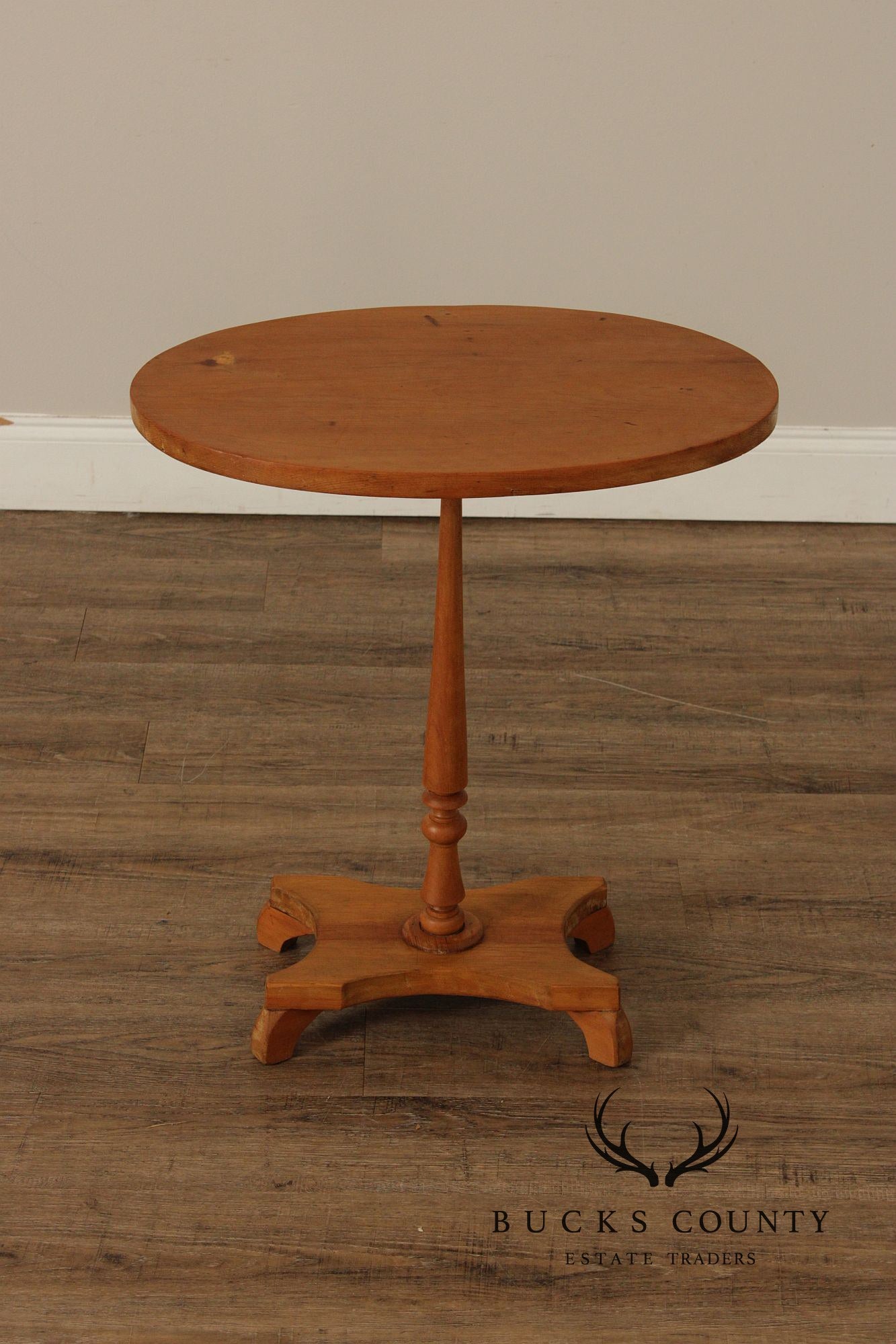 Antique English Pine Oval Top Candlestand