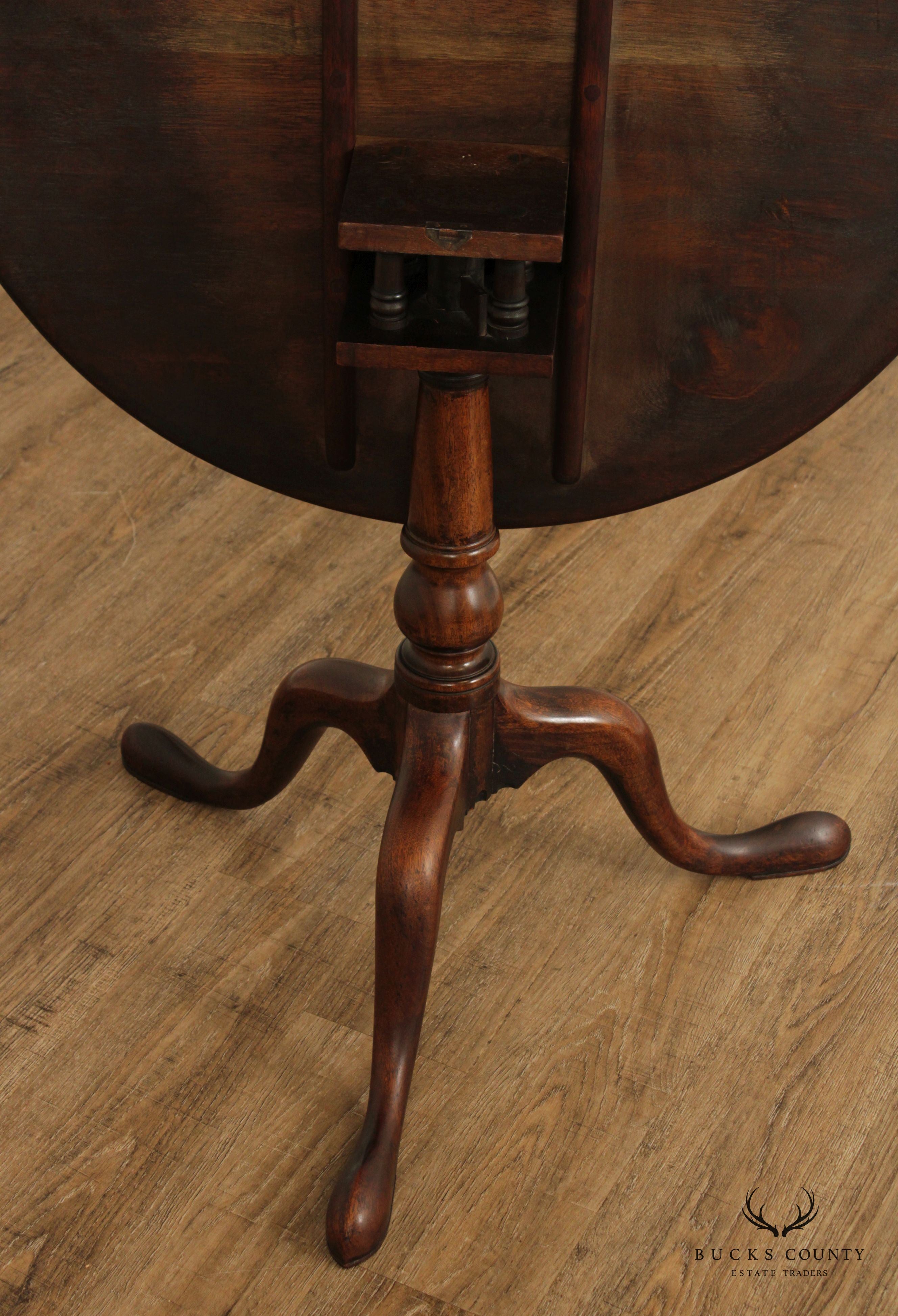 Queen Anne Style Antique Mahogany Tilt-Top Tea Table