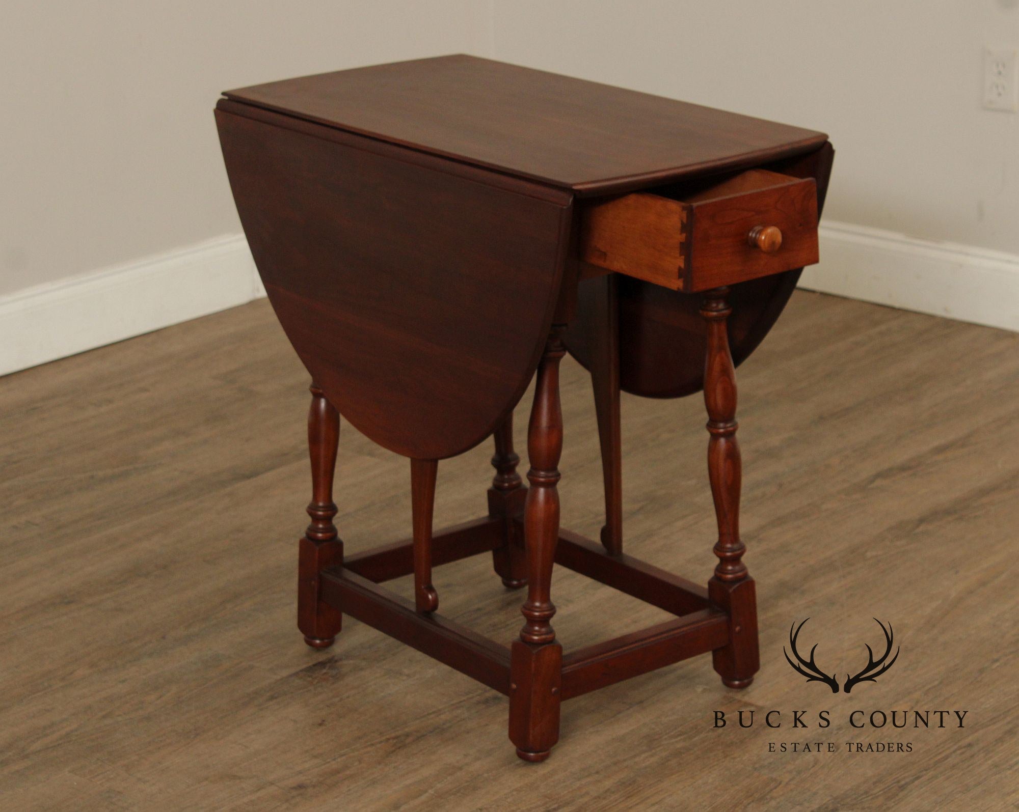 Stickley Cherry Valley Oval Top Drop Leaf Occasional Table