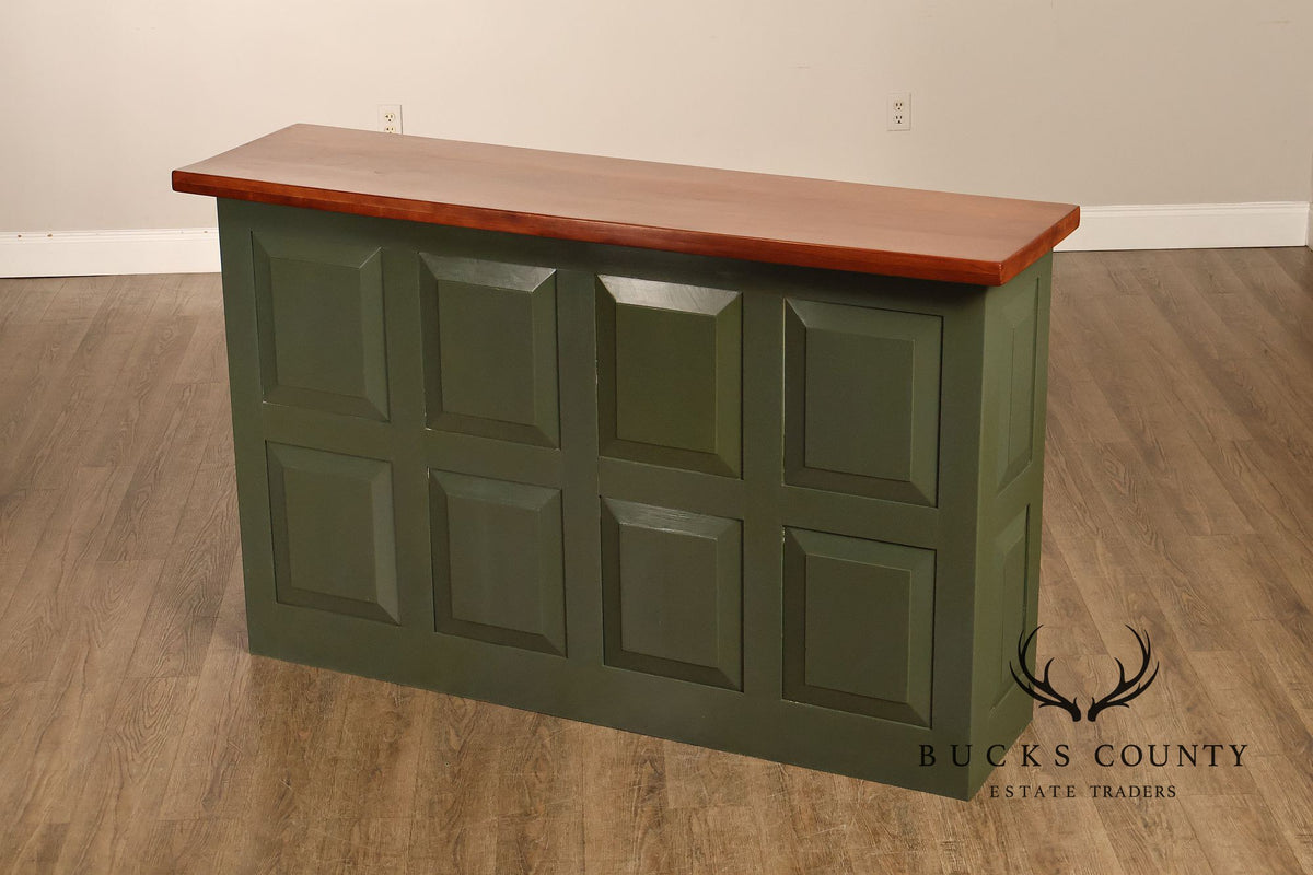 Custom Painted Wood Bar With Solid Wood Top