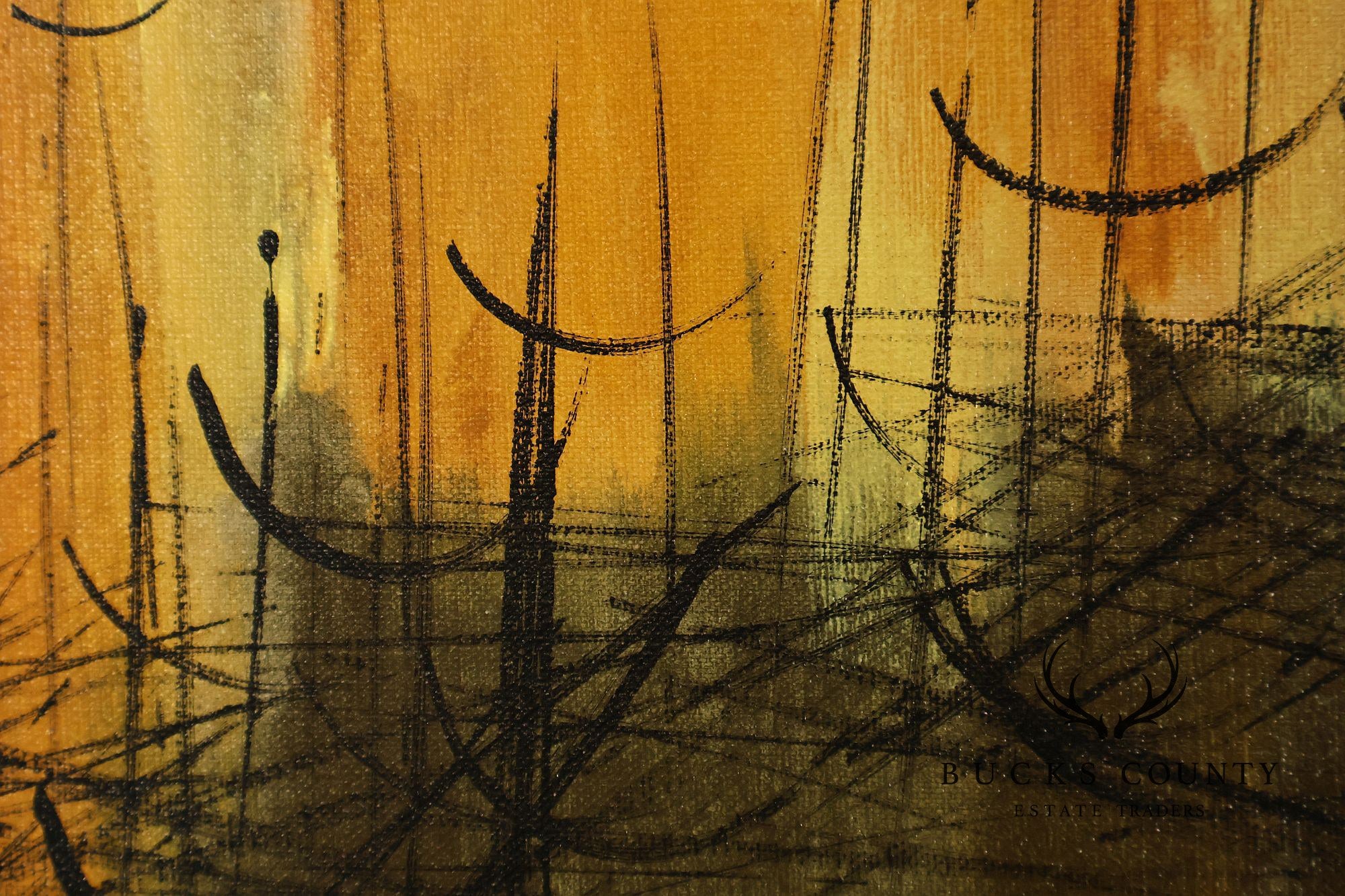 Etta Benjamin Cien Mid Century Modern Abstract Oil Painting
