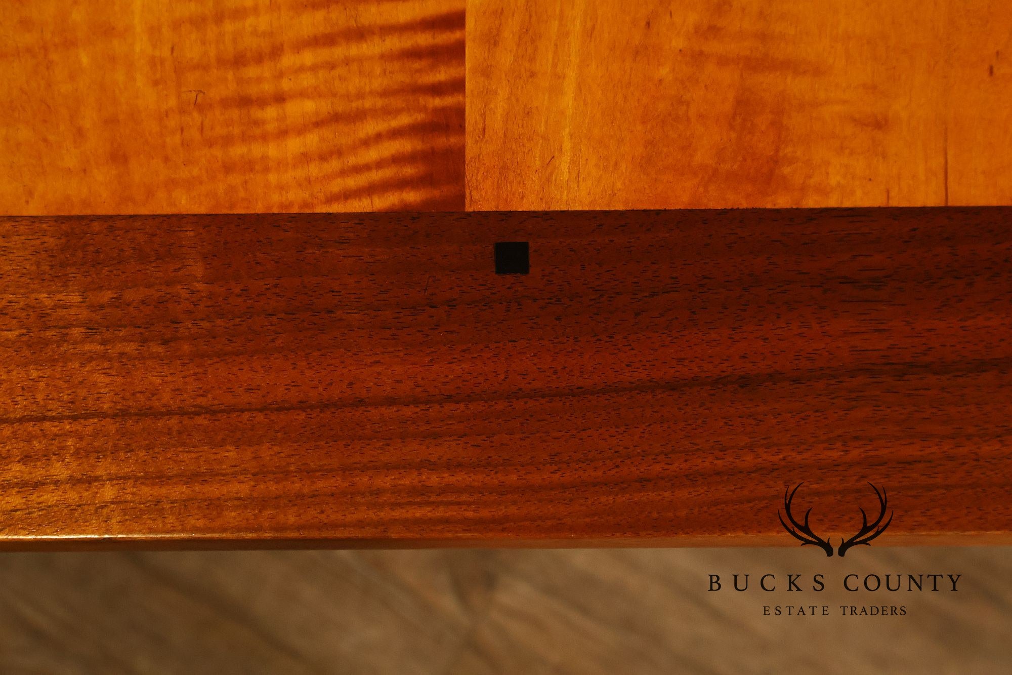 Sheraton Style Benchmade Tiger Maple and Walnut Dining Table