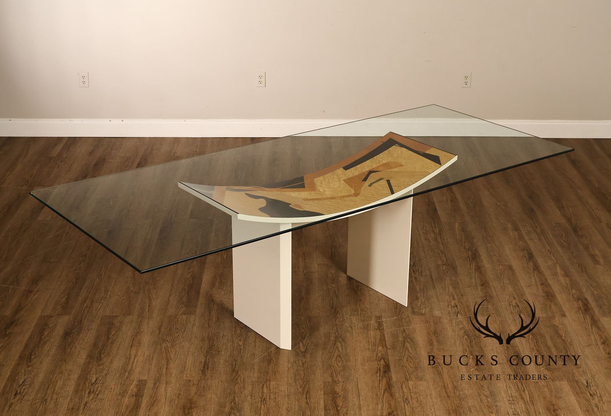 Constantini Pietro Glass Top Sculptural Dining Table