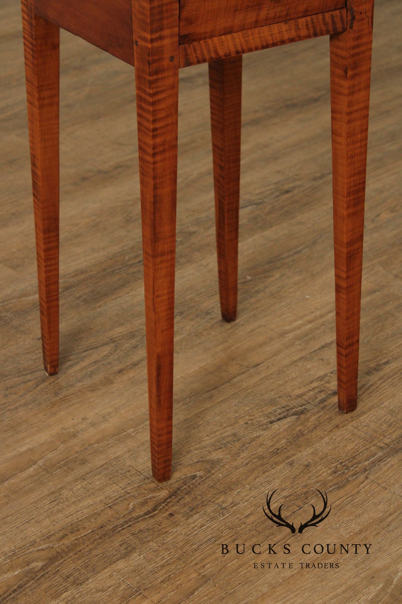 Antique American  Federal Period Tiger Maple End Table