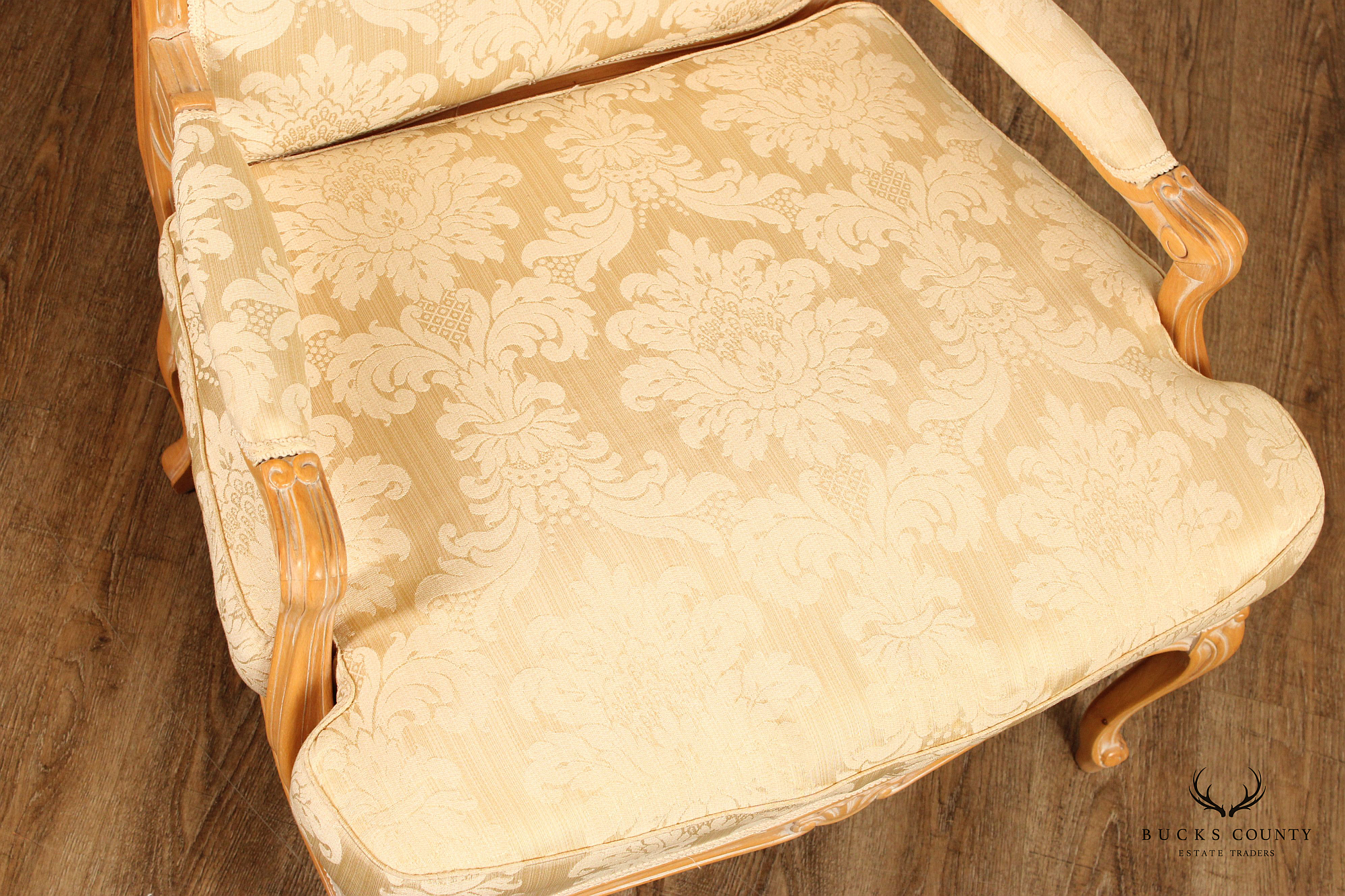 French Louis XV Style Custom Upholstered Fauteuil Armchair