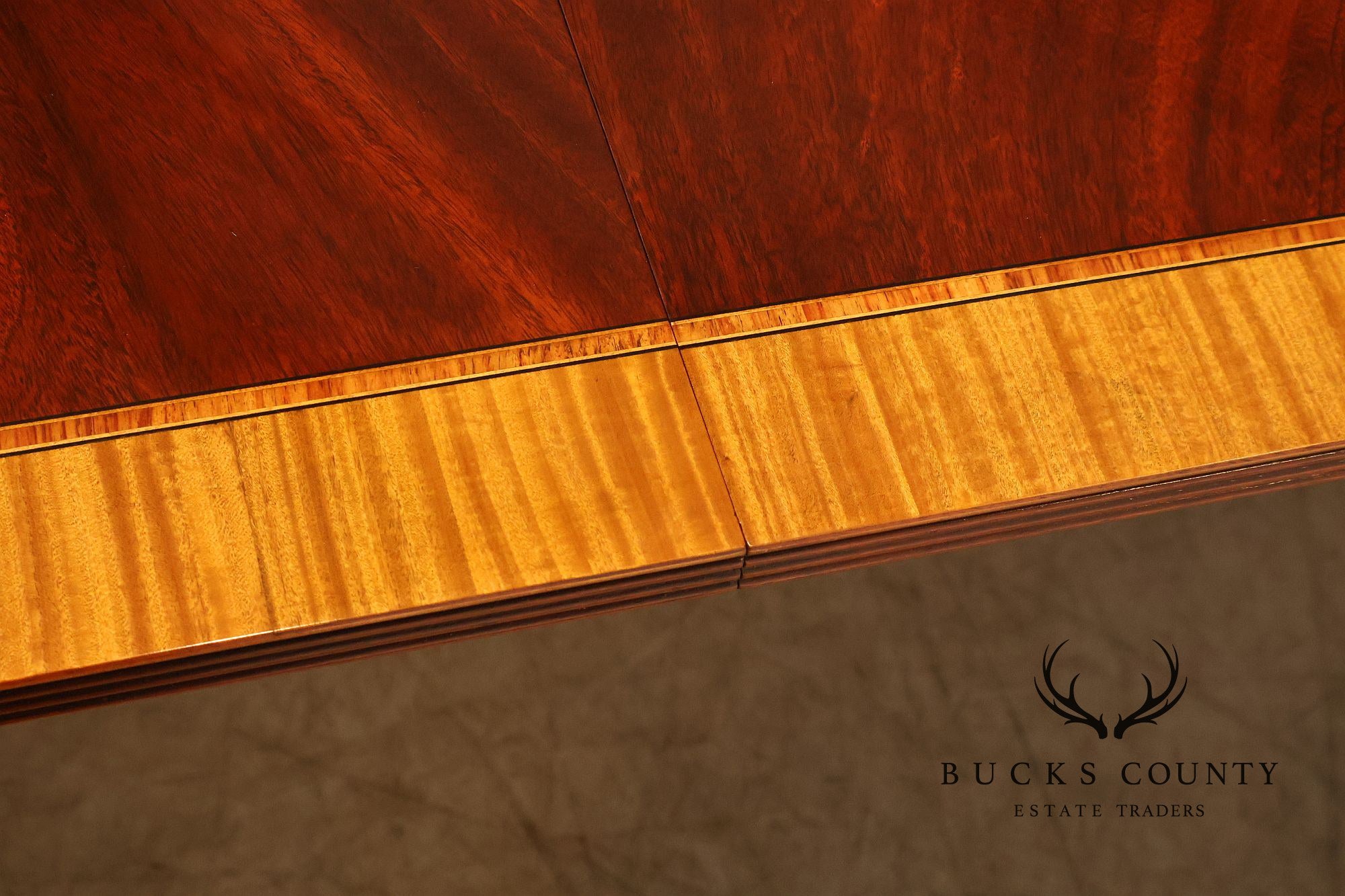 Karges Duncan Phyfe Banded Mahogany Double Pedestal Dining Table