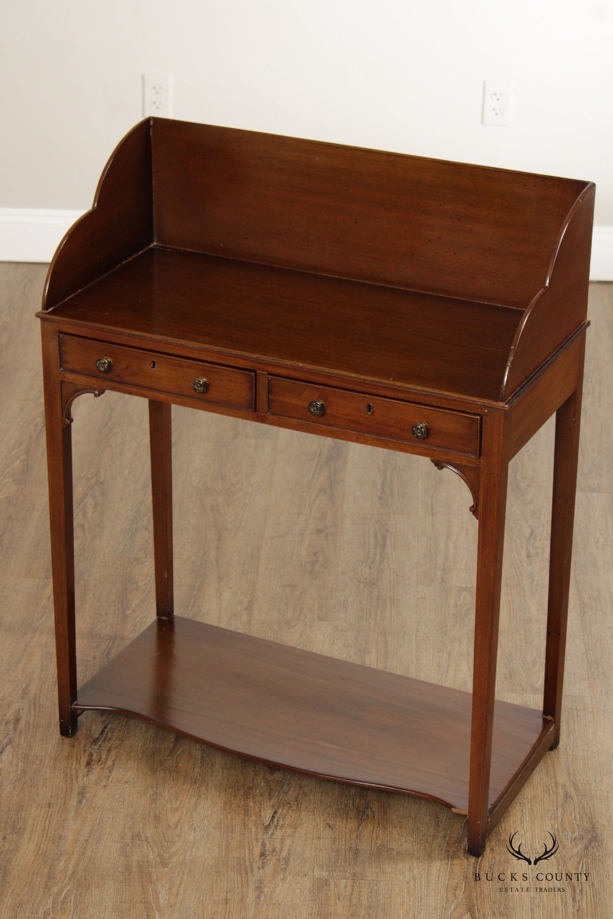 Georgian Style Mahogany Two-Drawer Server Console Table With Gallery