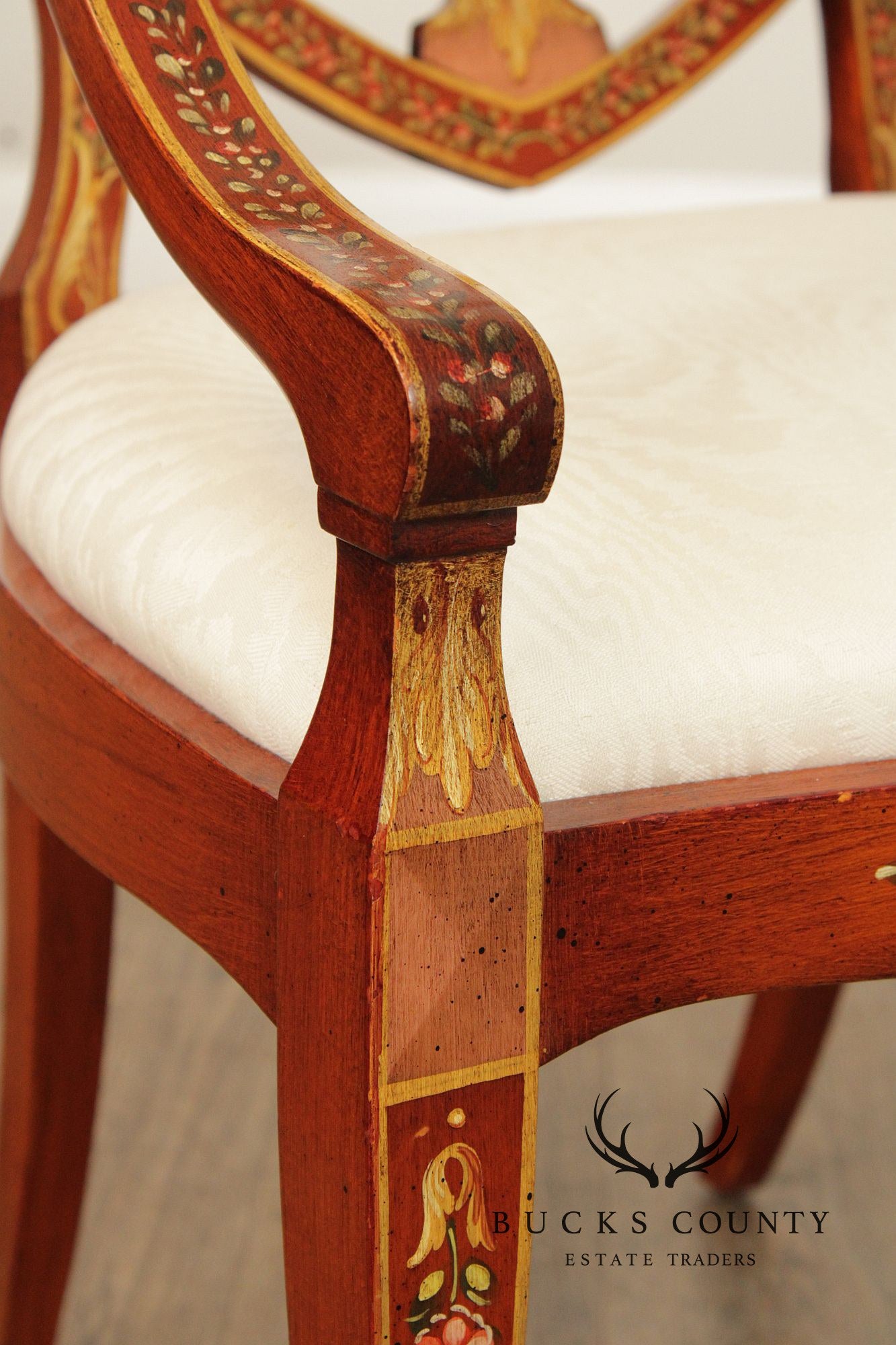 Casa Stradivari Painted Hepplewhite Style Shield Back Pair Of Armchairs