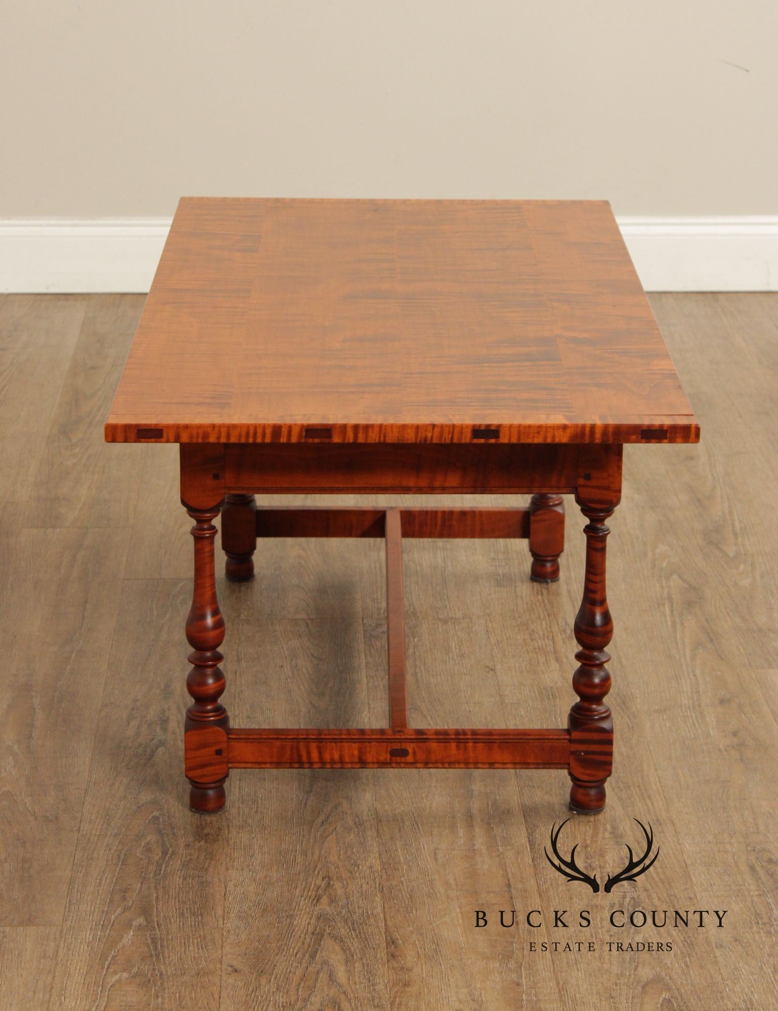 Farmhouse Style Tiger Maple Trestle Coffee Table