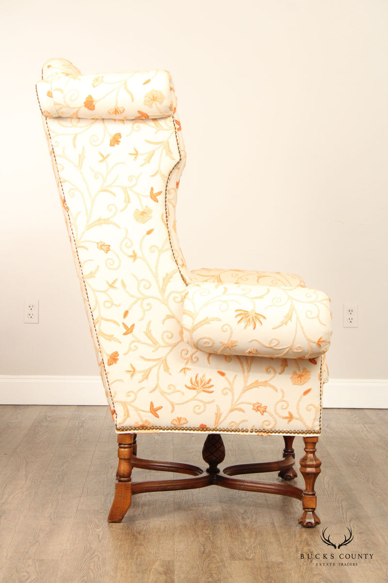 Lee Jofa William & Mary Style Wingback Lounge Chair