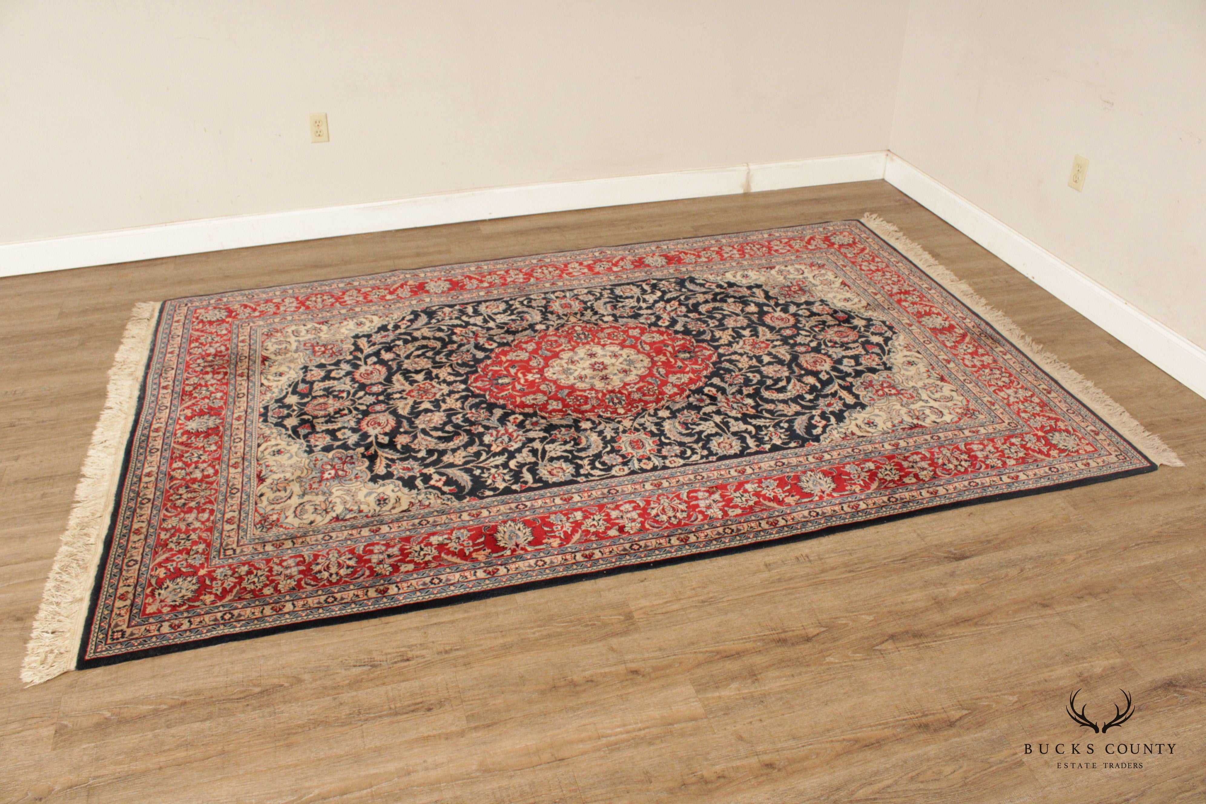 Persian Kashan Wool Area Rug, 9' x 6'