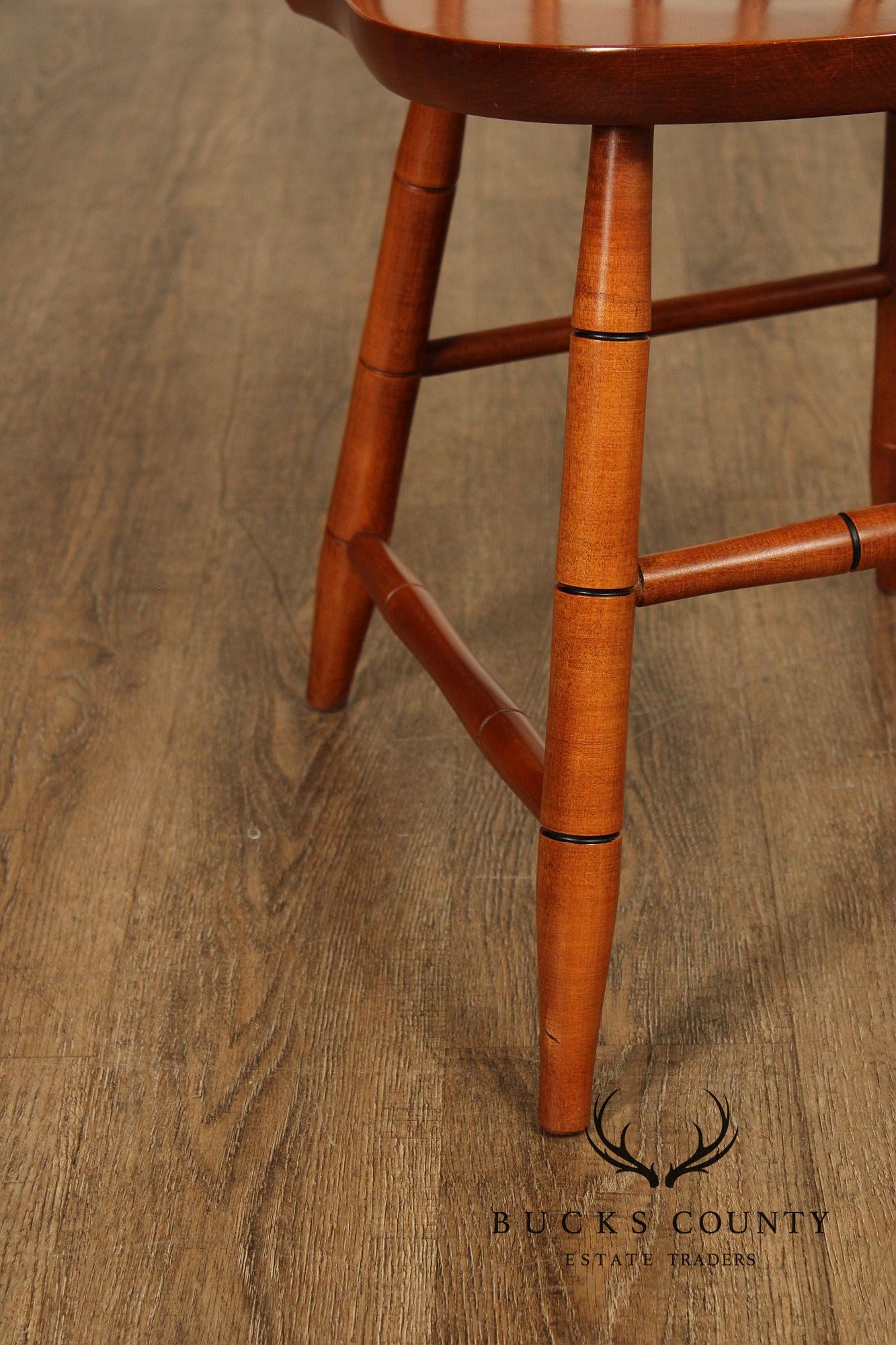 L. Hitchcock Set Of Four Stenciled Spindle Back Dining Chairs
