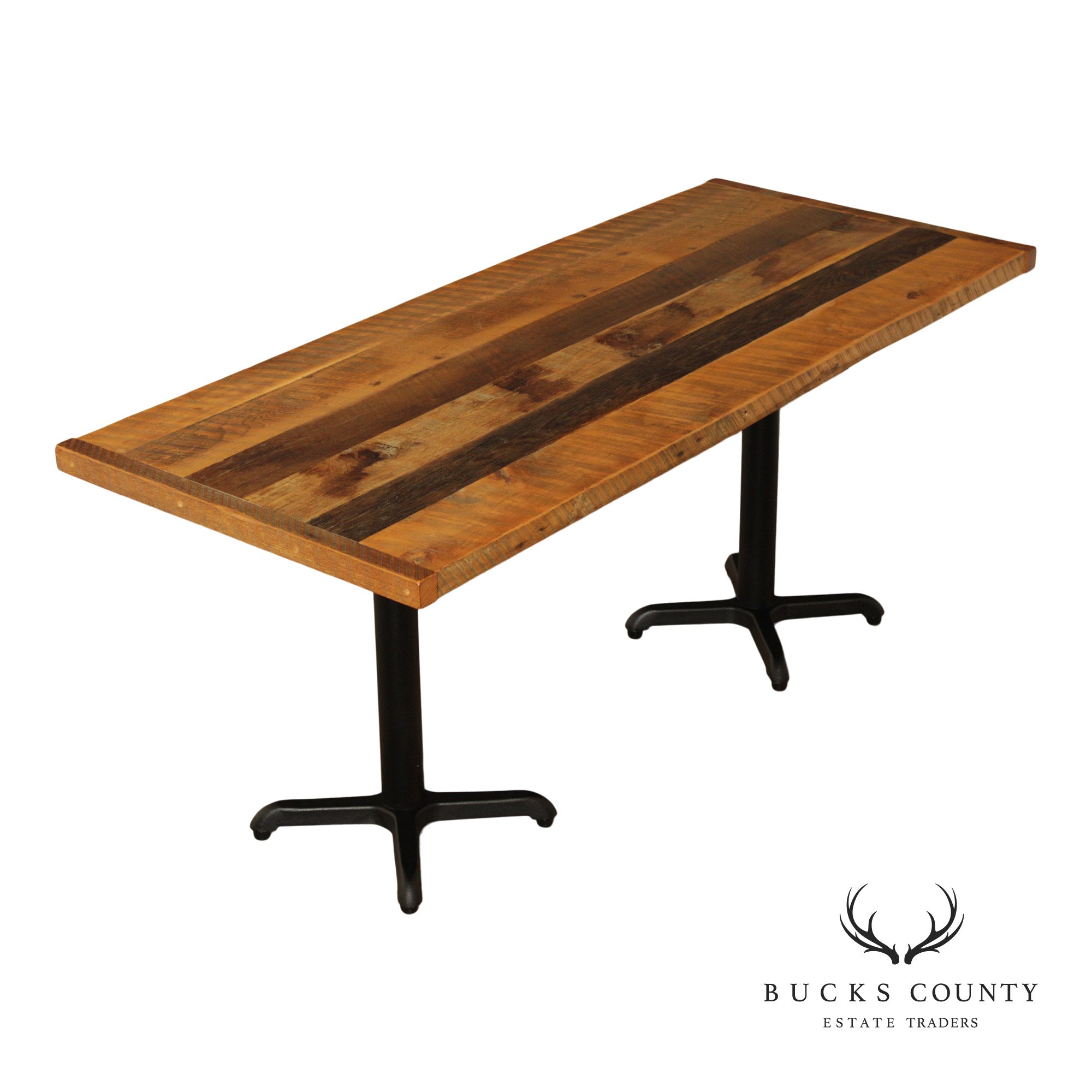 Industrial Style Reclaimed Wood Top Iron Base Dining Table